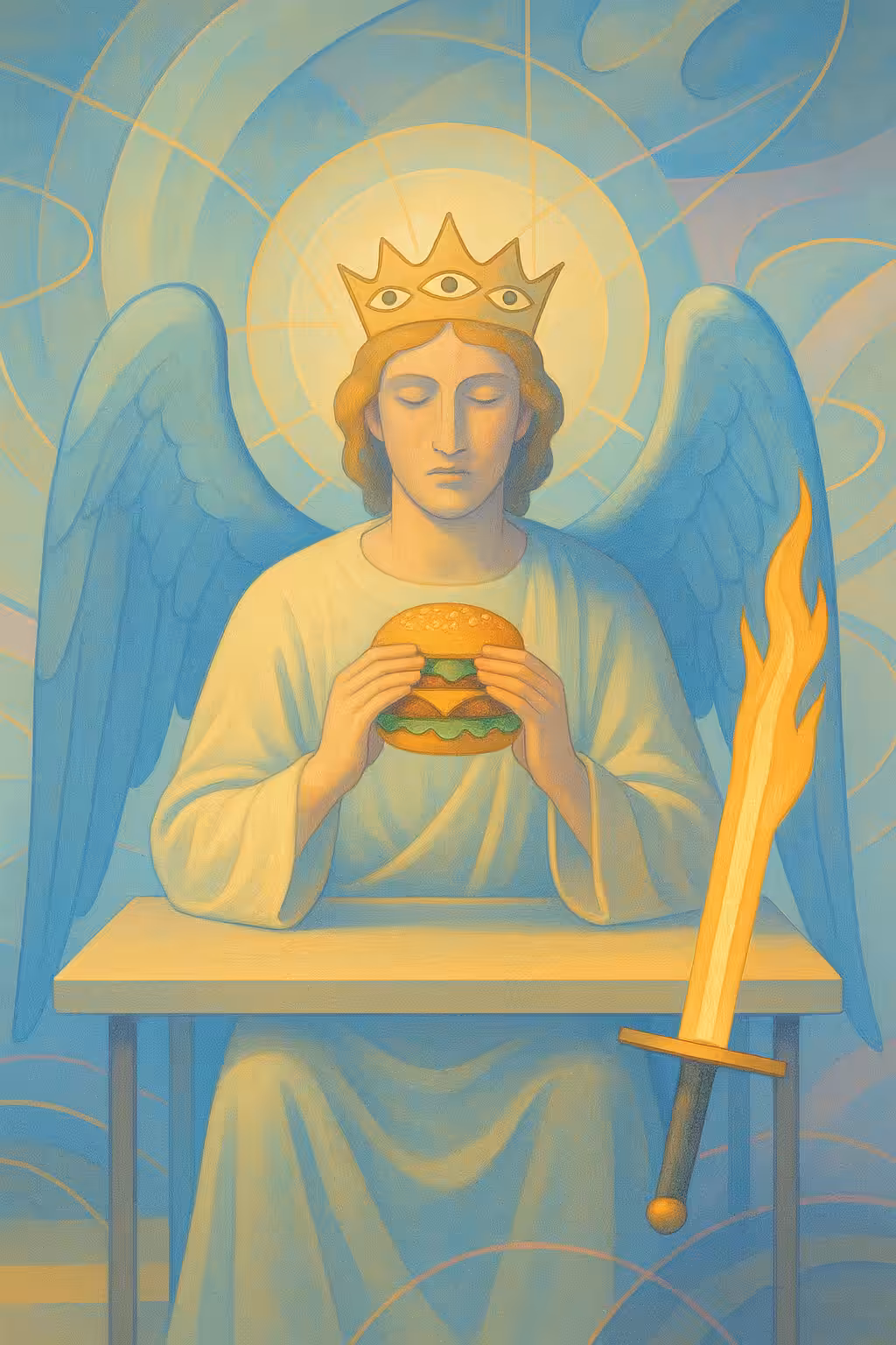 Archangel’s eating a hamburger
