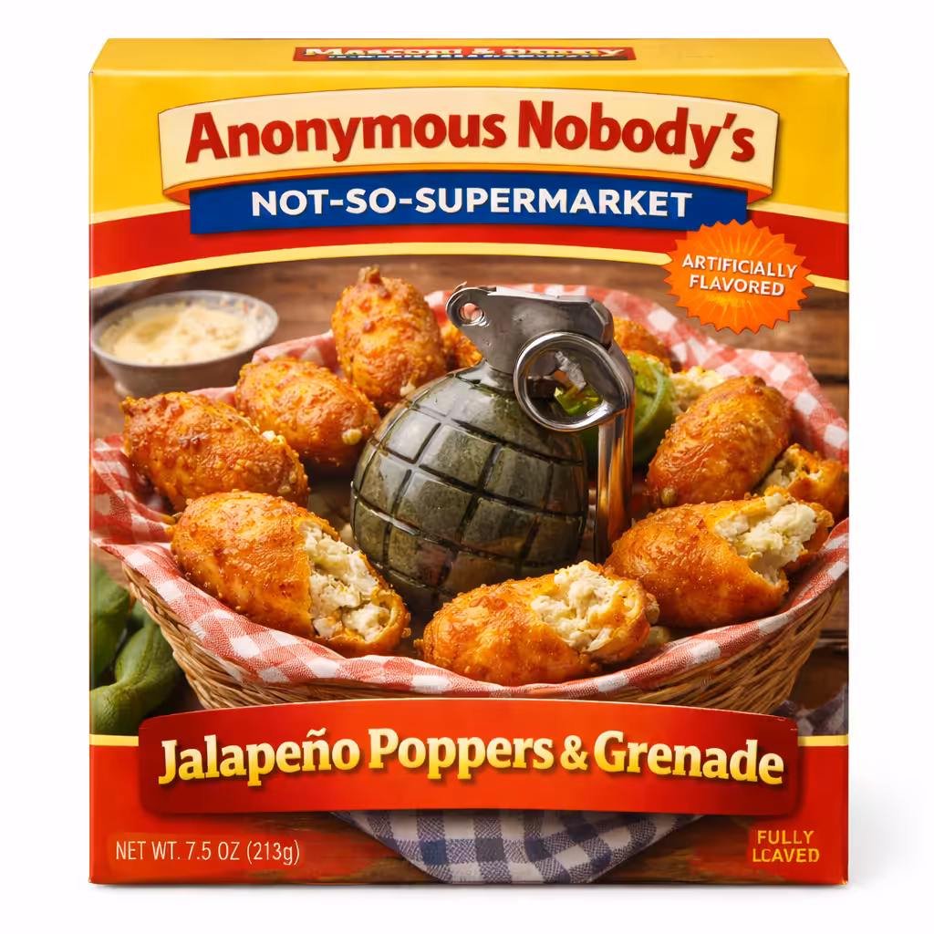 Anonymous Nobody’s Not-So-Supermarket: Jalapeño Poppers & Grenade