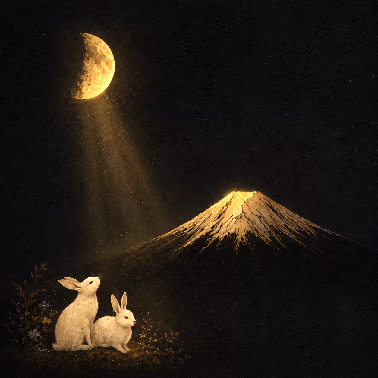Simple Fuji Art: Moonlit Grace