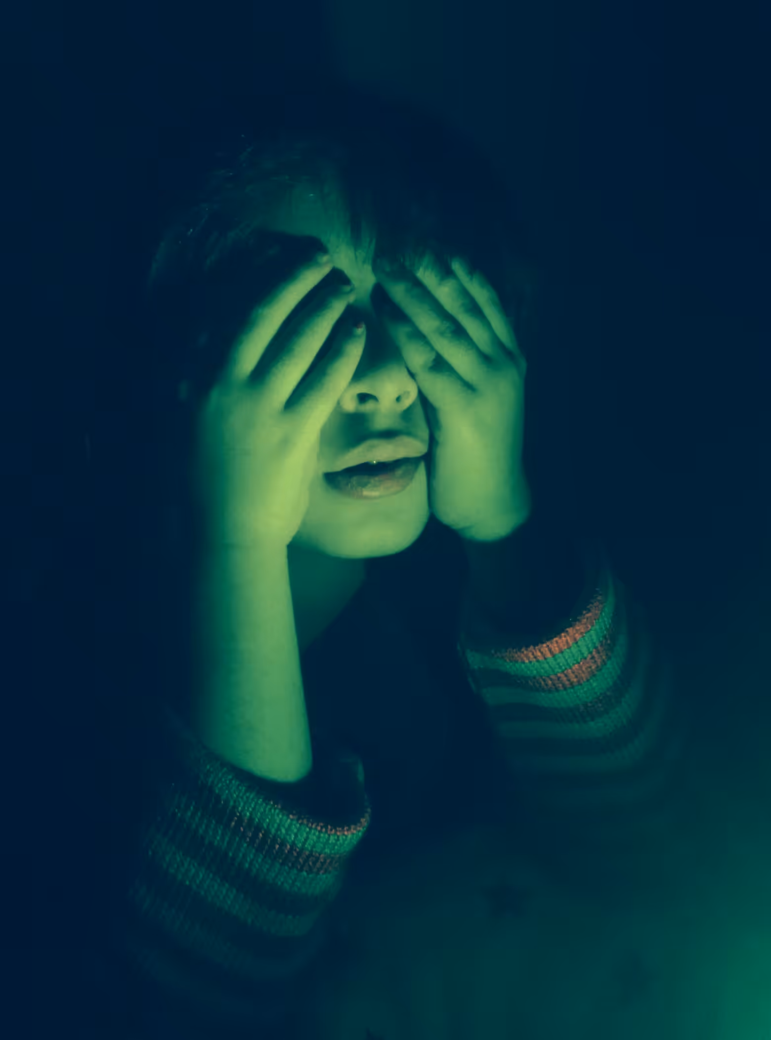 little girl in darkness