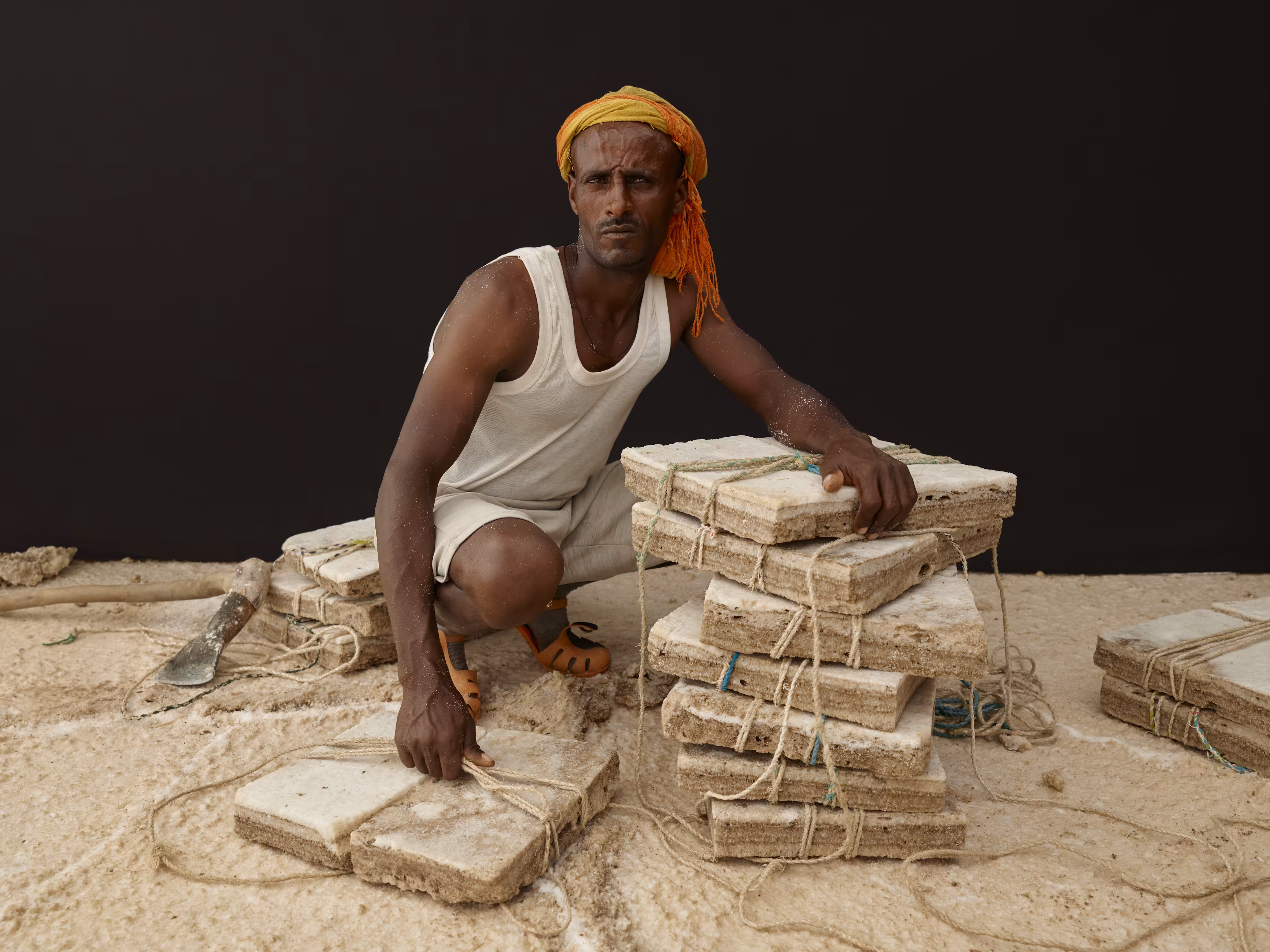 Ethiopia - Portraits - Portrait of Seisay with bricks of salt
