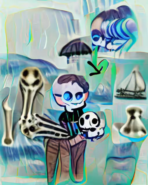 pixray_genesis: John Karel and his Randomly Common Skele 👩‍🦳⚫👀🚰🕳🌊☔🐳 (pixray_genesis)