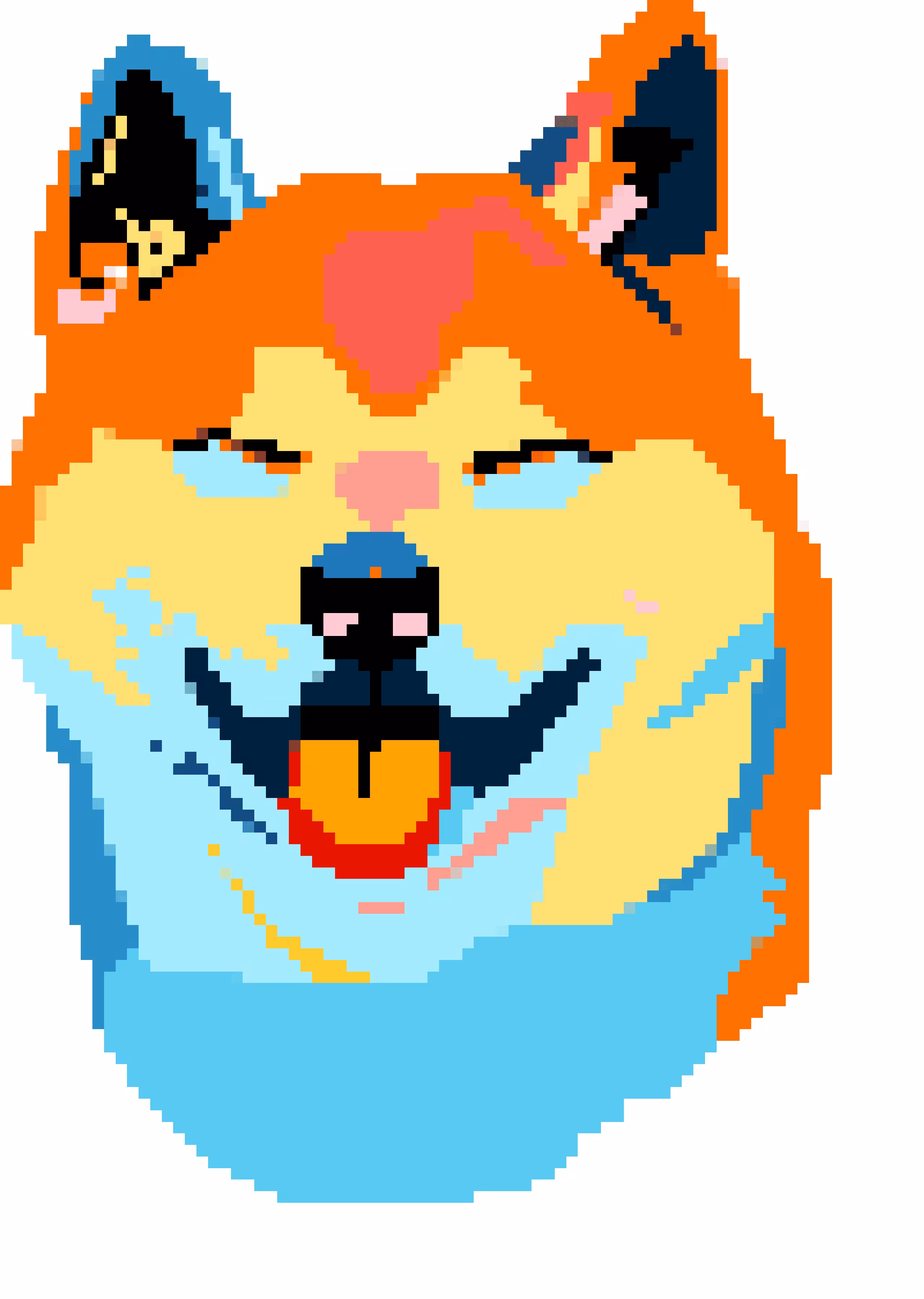 Colorful Shiba Doge in pixel