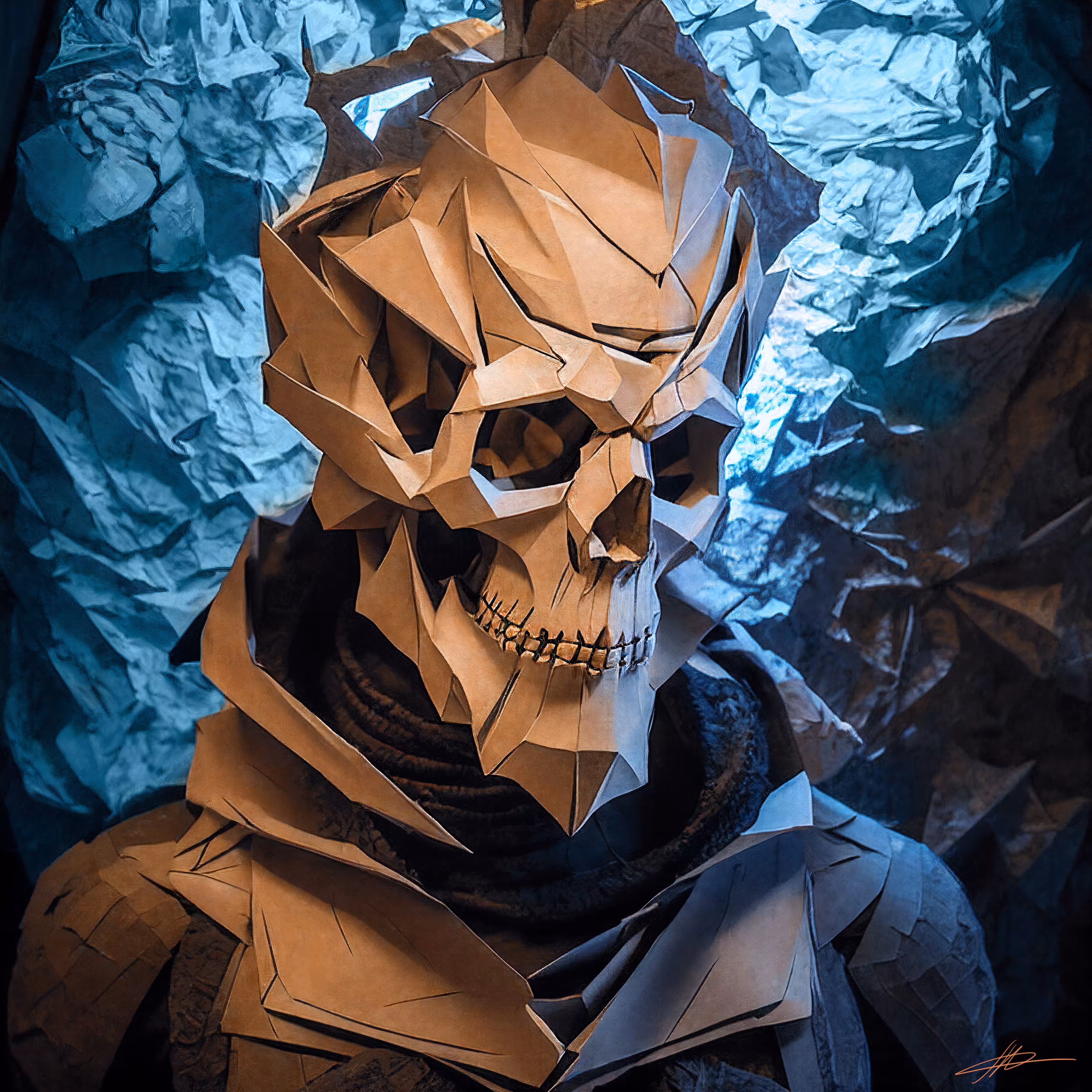 Trash paper skull #30