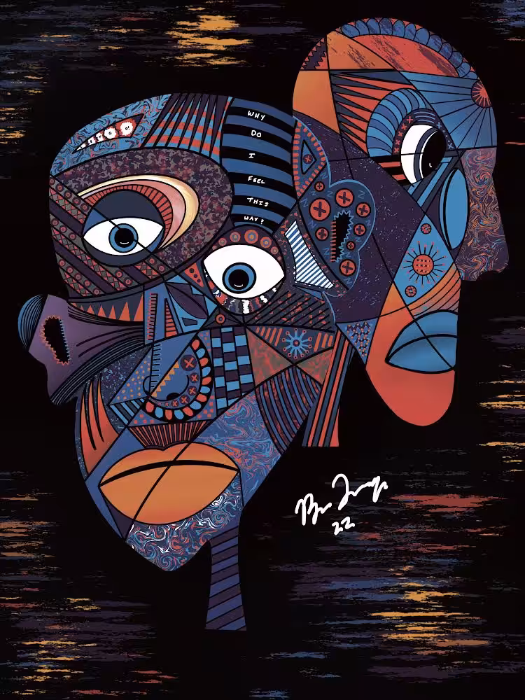 Cubism With A Flare Piece #2 - "Feeling Blue"