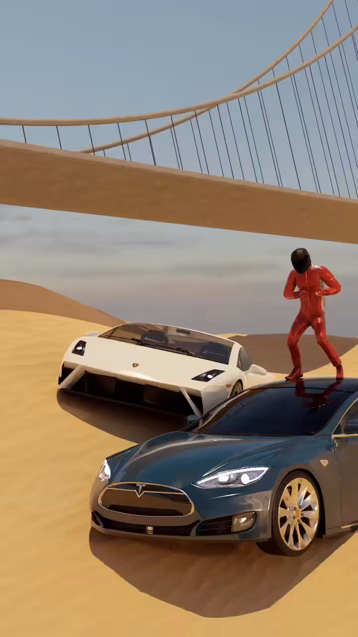 Racer Vibing Silly in Apocalyptic desert 