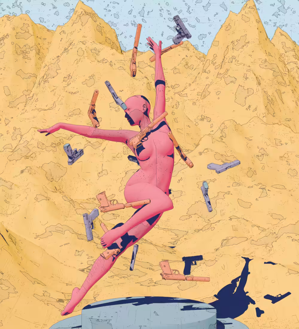 a girl with a pistols.