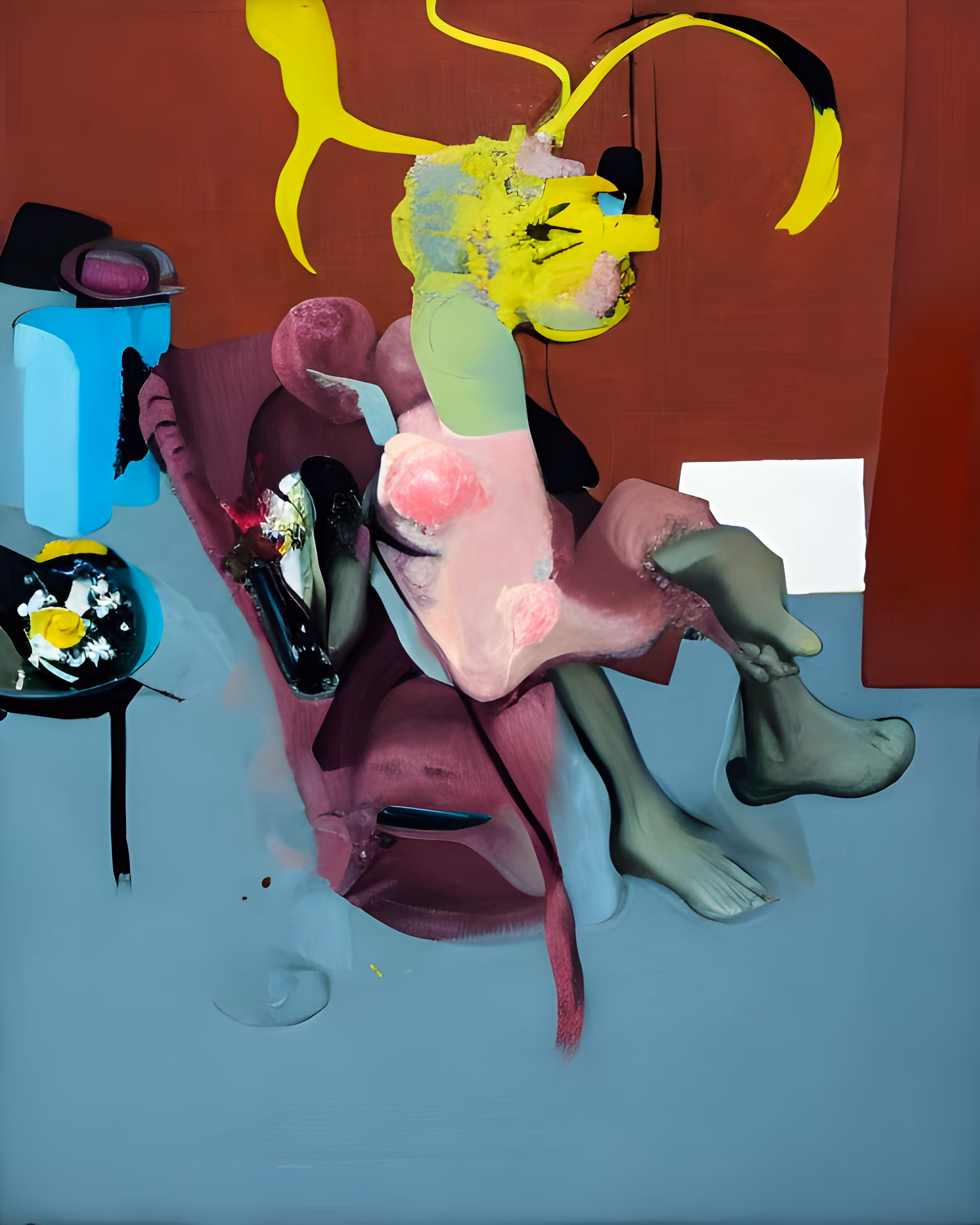 the man in the pink chair
