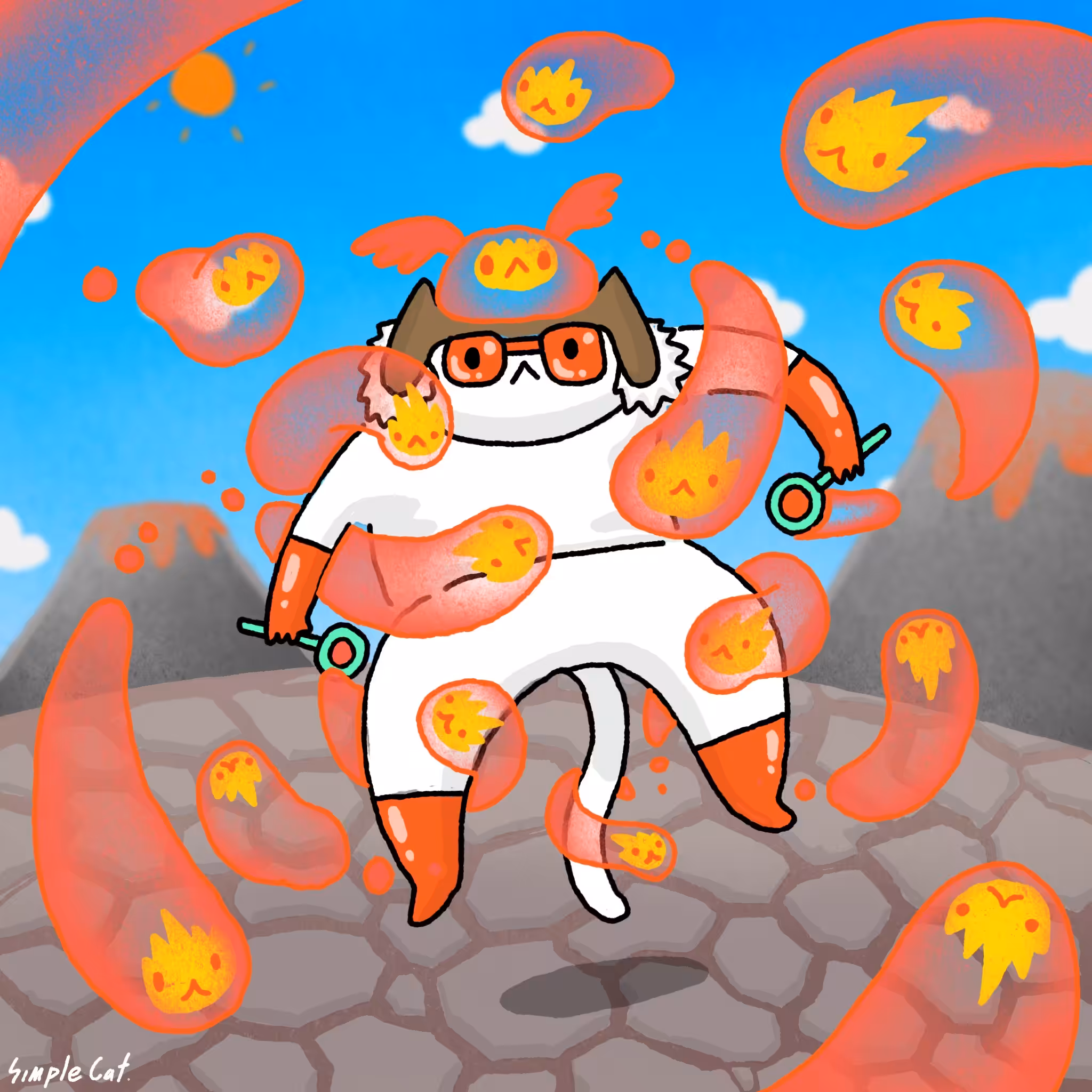 #17 Hunter cat and lava bubbles 