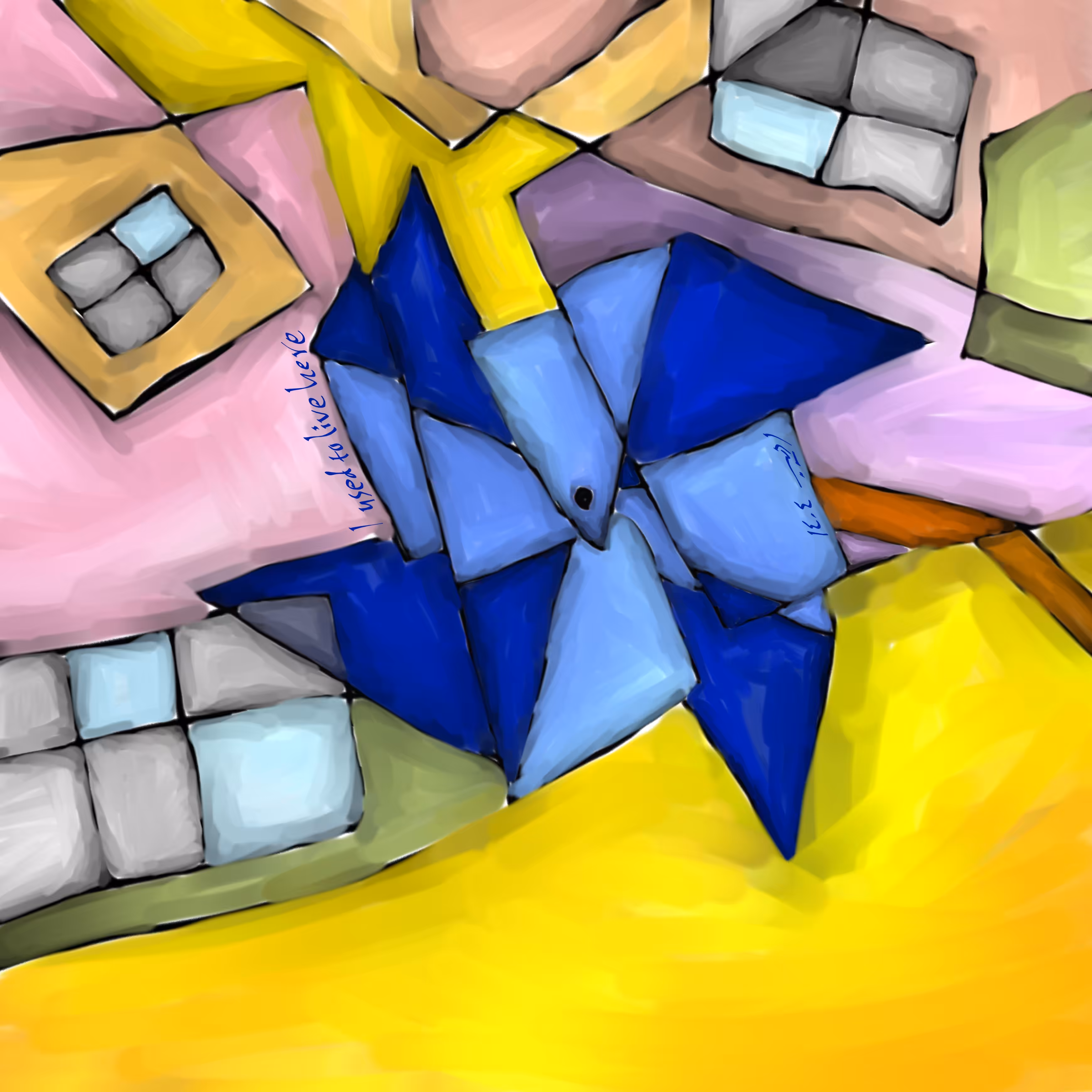 Blue Pinwheel Under the Rubble