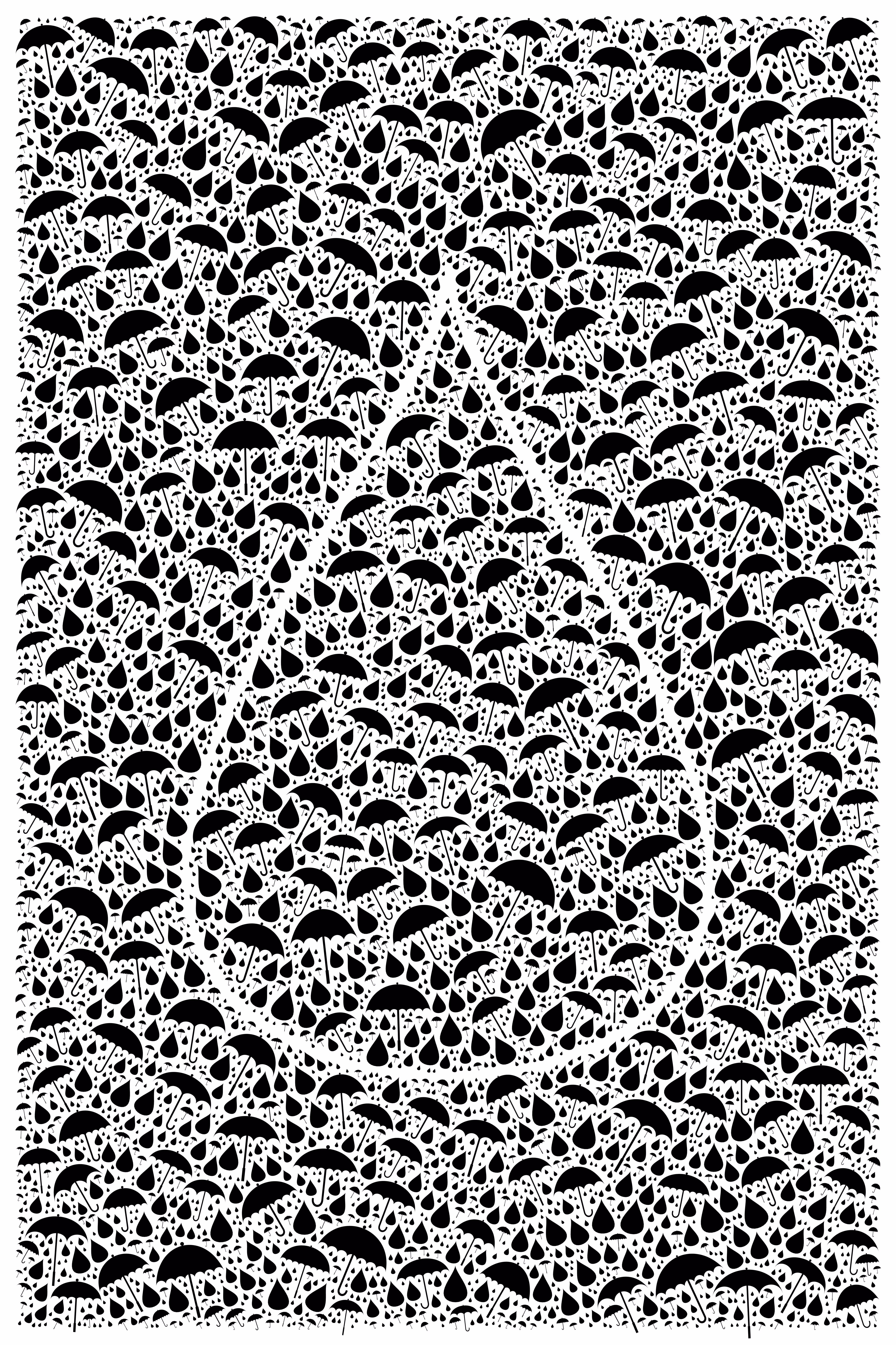 Density:  7000+ Umbrellas Among Raindrops