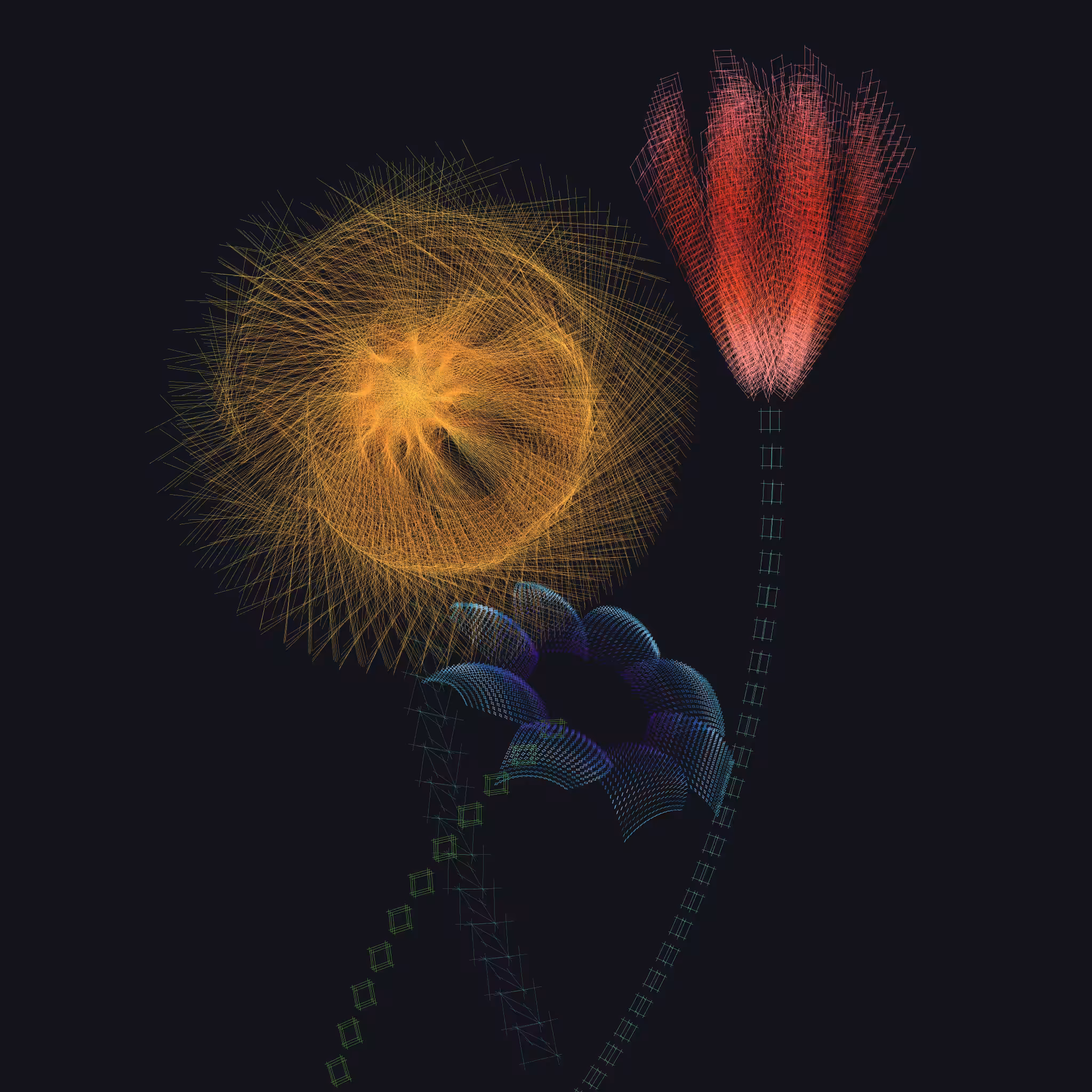 fractal leaf: three flowers