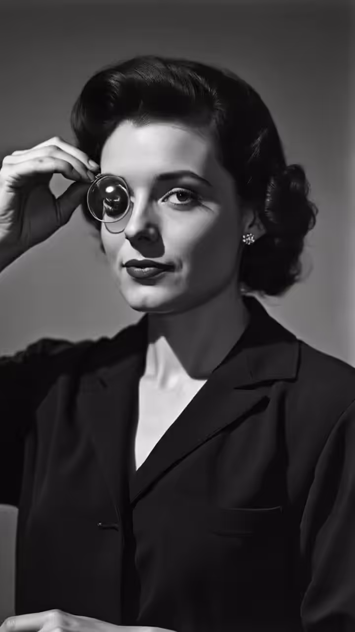 The smile of the woman with glass eyes