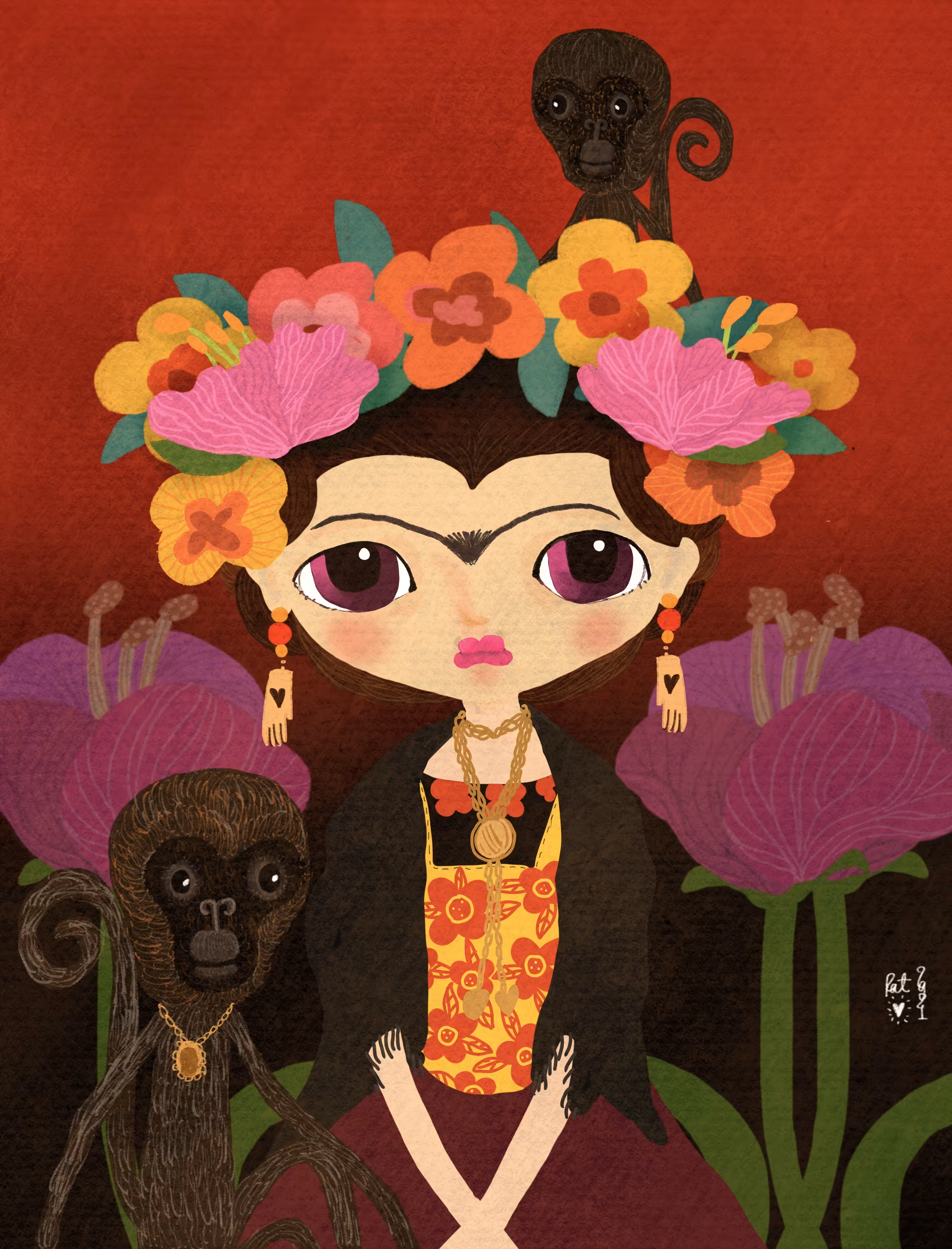 Frida and her monkey 