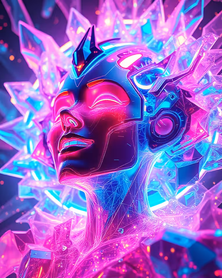 "Cyber Crystal Goddess: Neon Awakening"