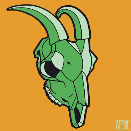 Skeenee Crypto: 💀59 | MINIMALIST GOAT SKULL | Green