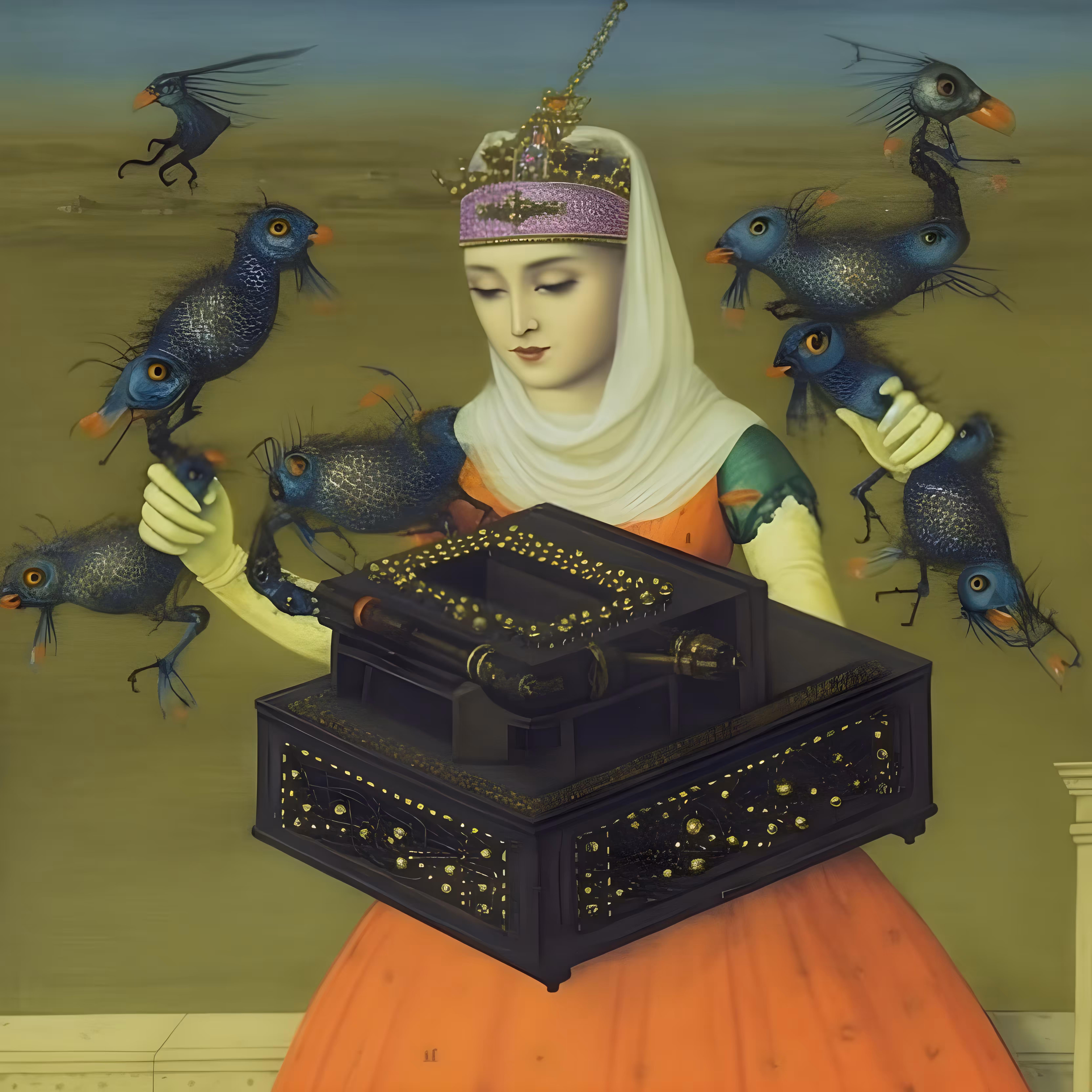 Woman with robots
