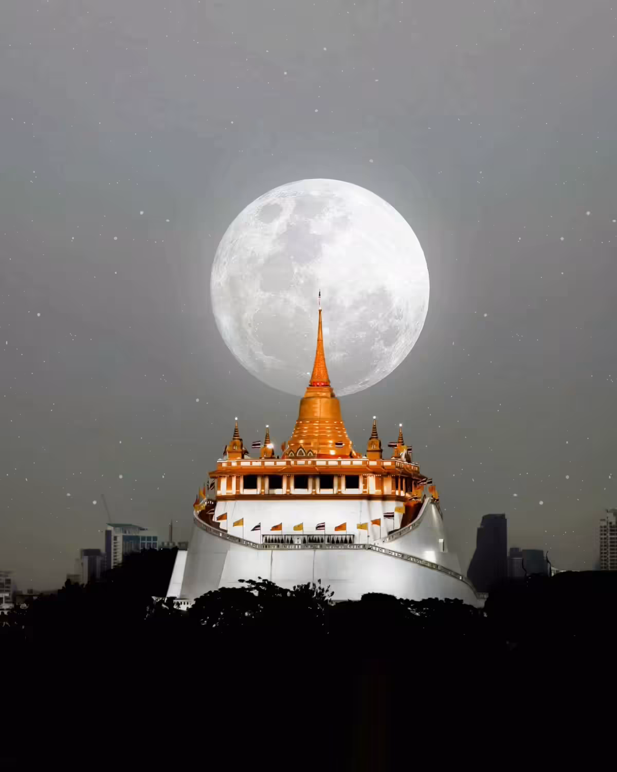 Golden Moutain to the moon.