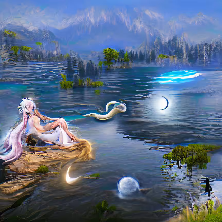 Moon Goddess And Serpent 