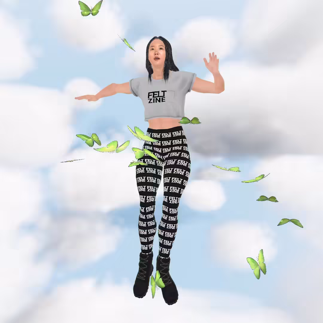 Cloud #26: The White Sky Logo Character With the Green Butterfly.