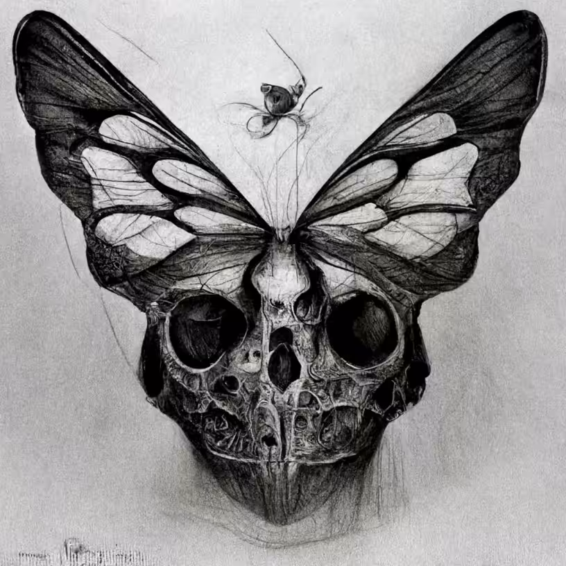 O.G. SPIRATOM - Butterfly Skullz 💀🦋 AI Concept Sketch for AInigma