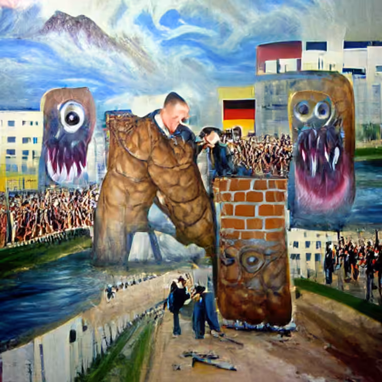 Berlin wall, blood on canvas by Adolf Hitler