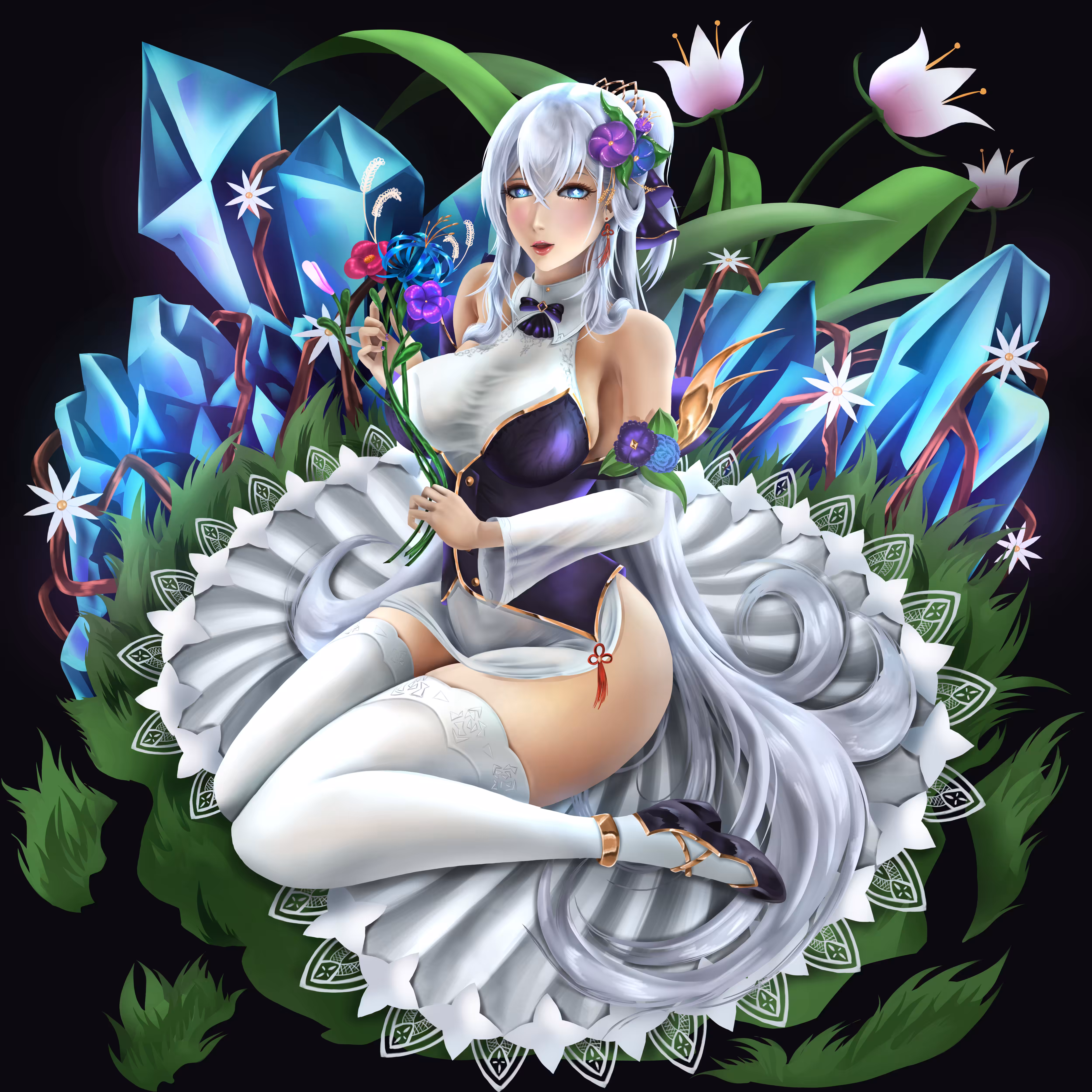crystal and flowers