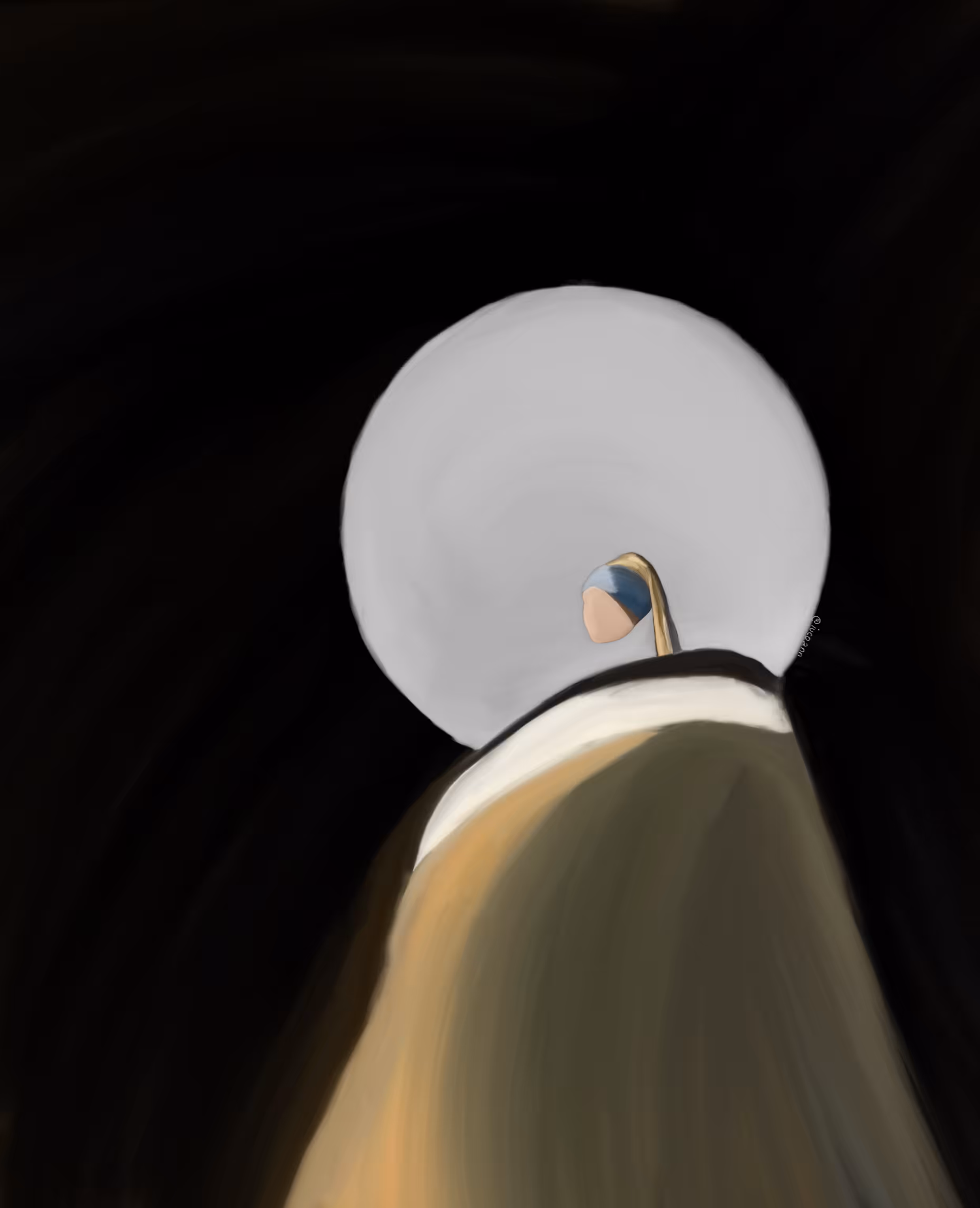 White pearl wearing girl earrings