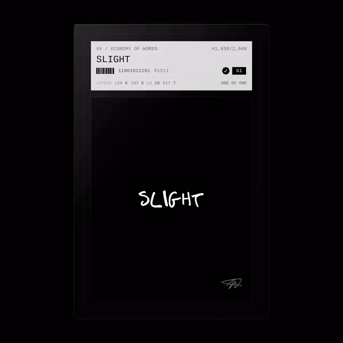 Economy of Words: SLIGHT · #1630