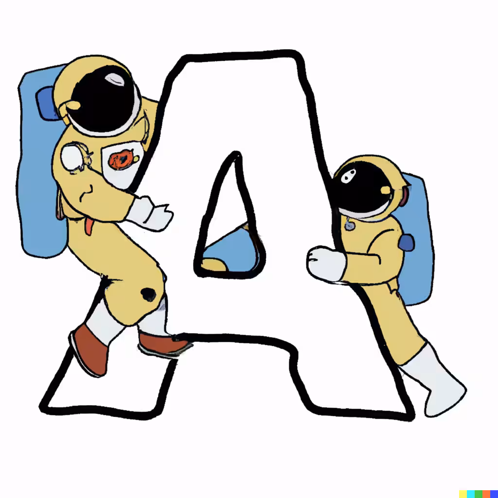Letter A with astronauts 