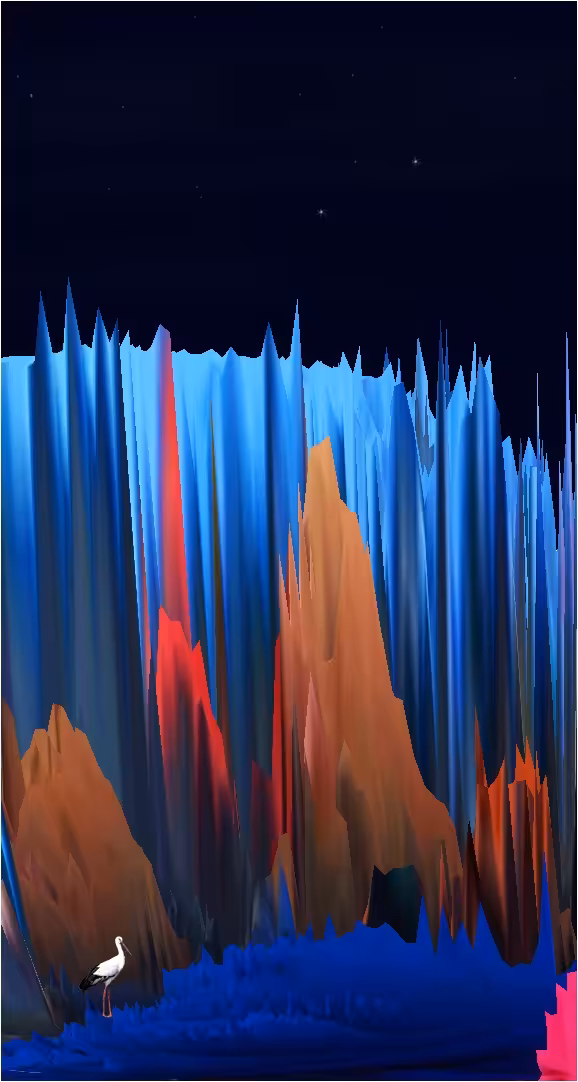 Stork in Magical Landscape