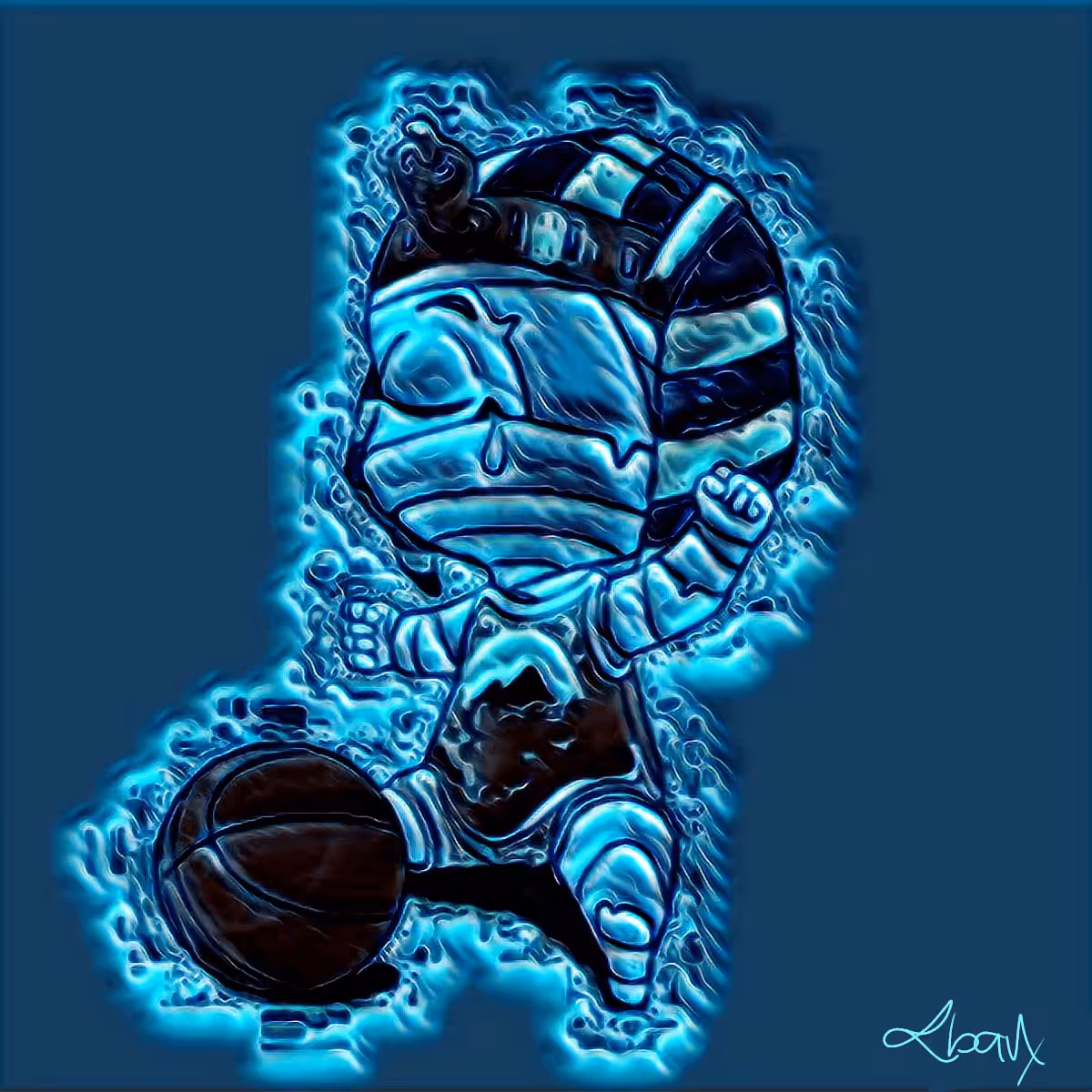 Bored Mummy Baby Waking Up blue derivative by Iban