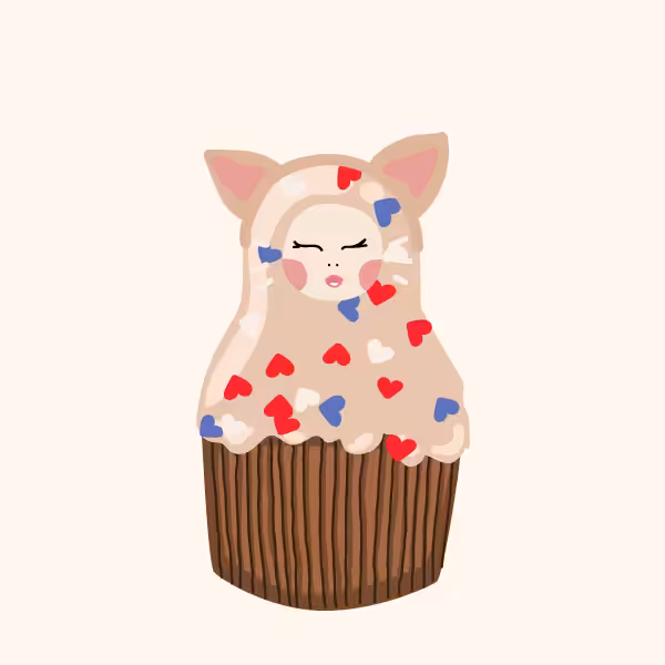 Cute Matryoshka Doll Cupcake Series #13