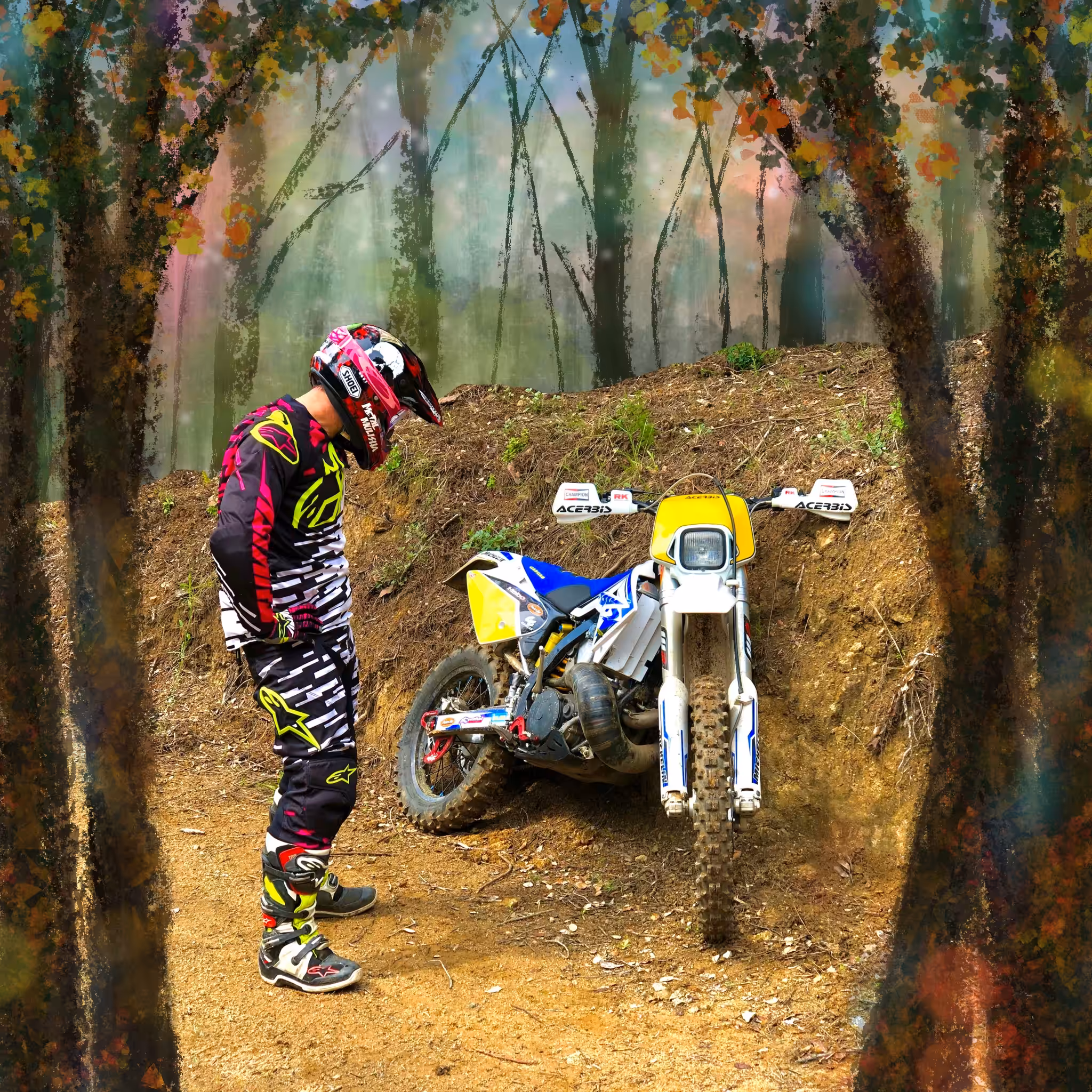 Pensive Rider in the Woods
