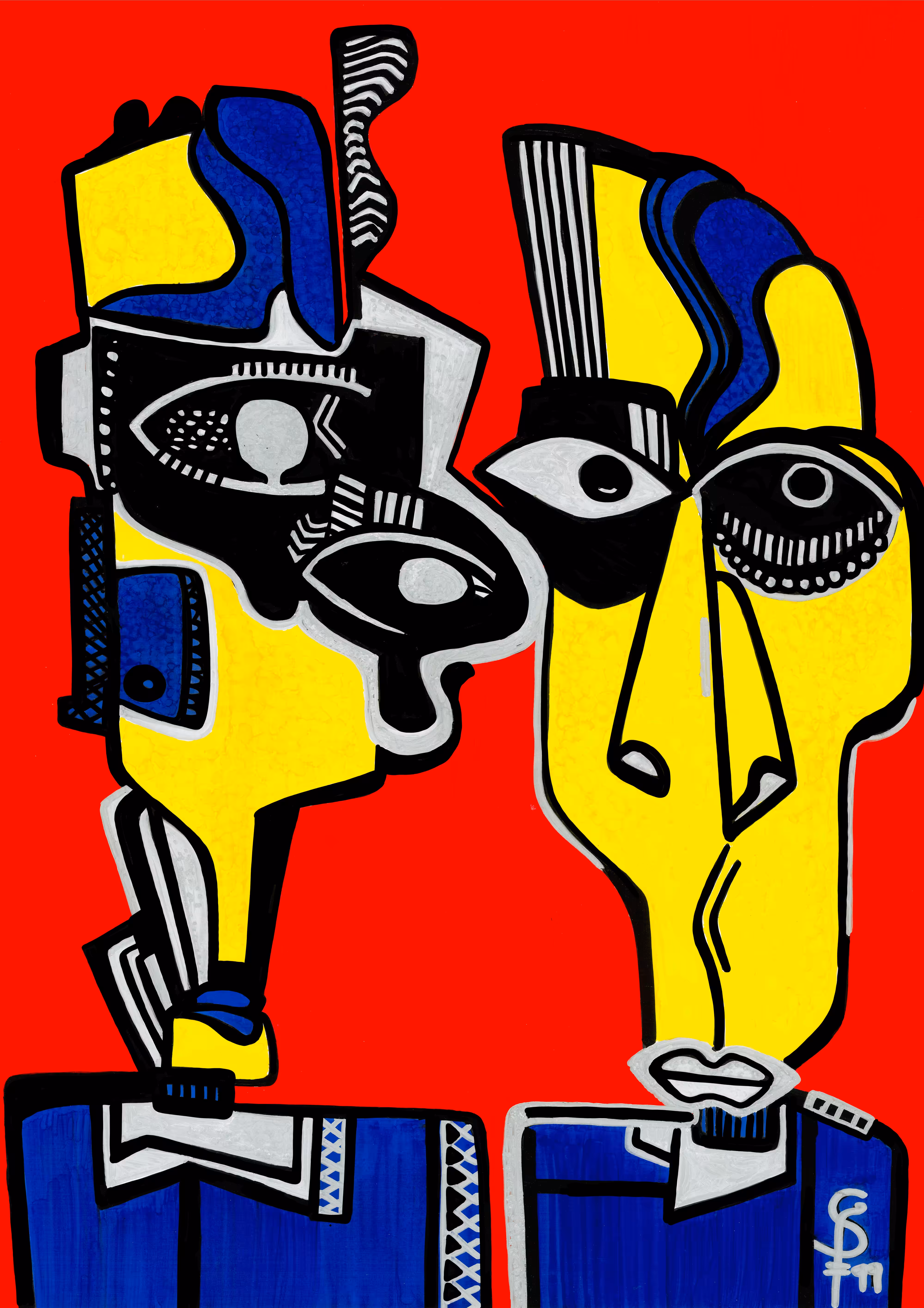 lovers with Mondrian style