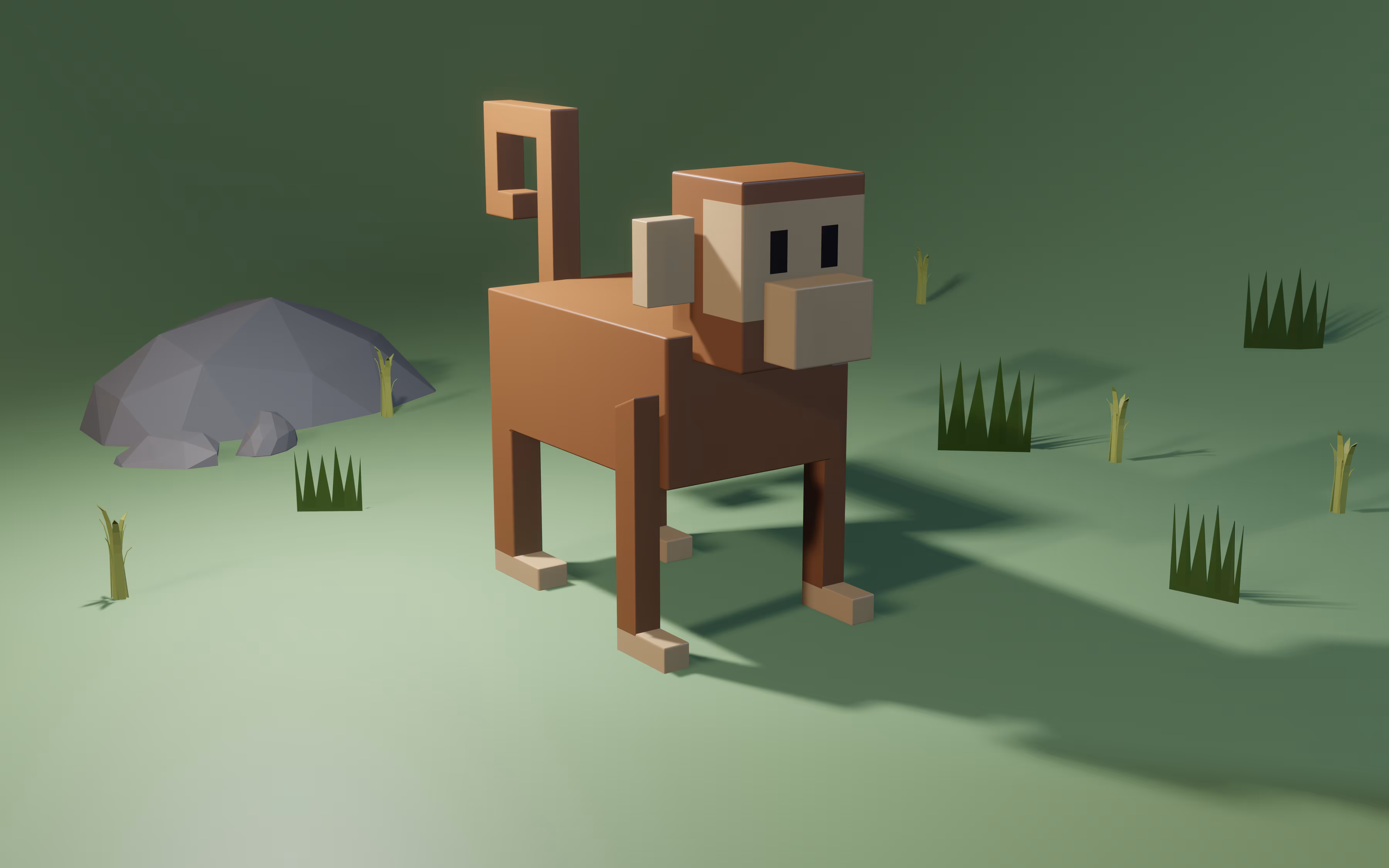 low poly monkey