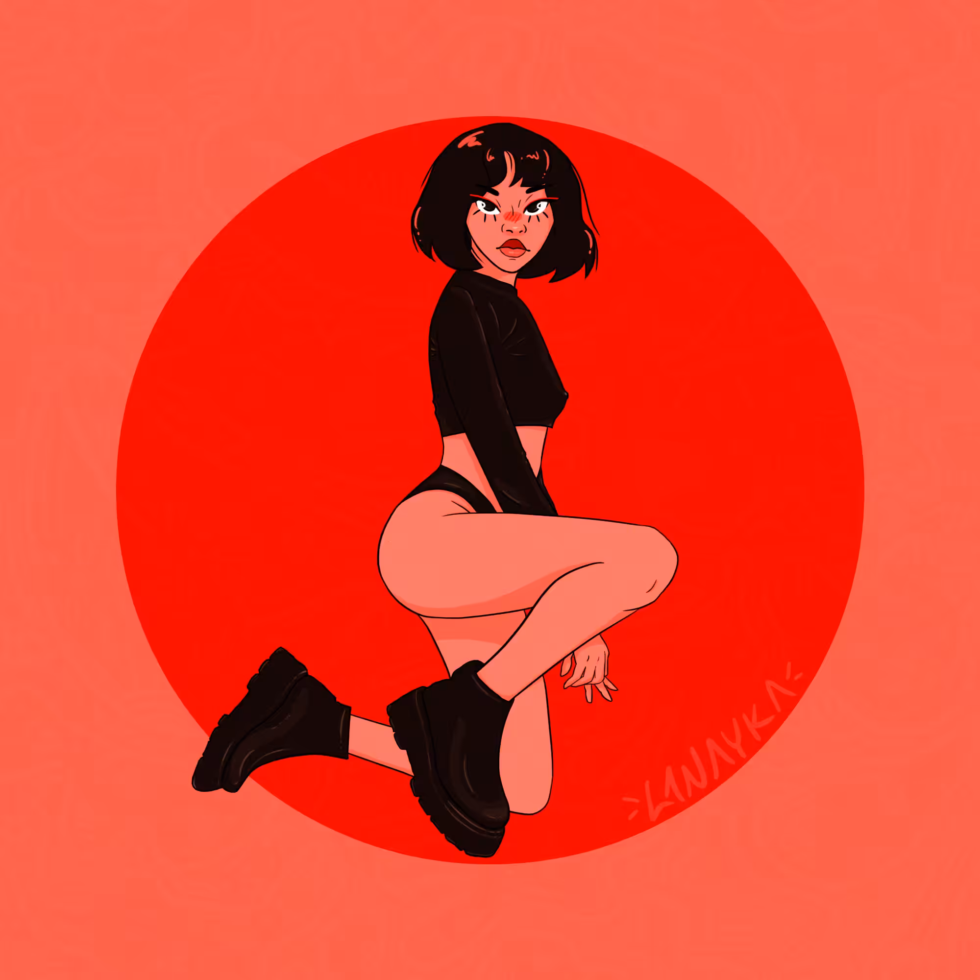 girl in a short sweater