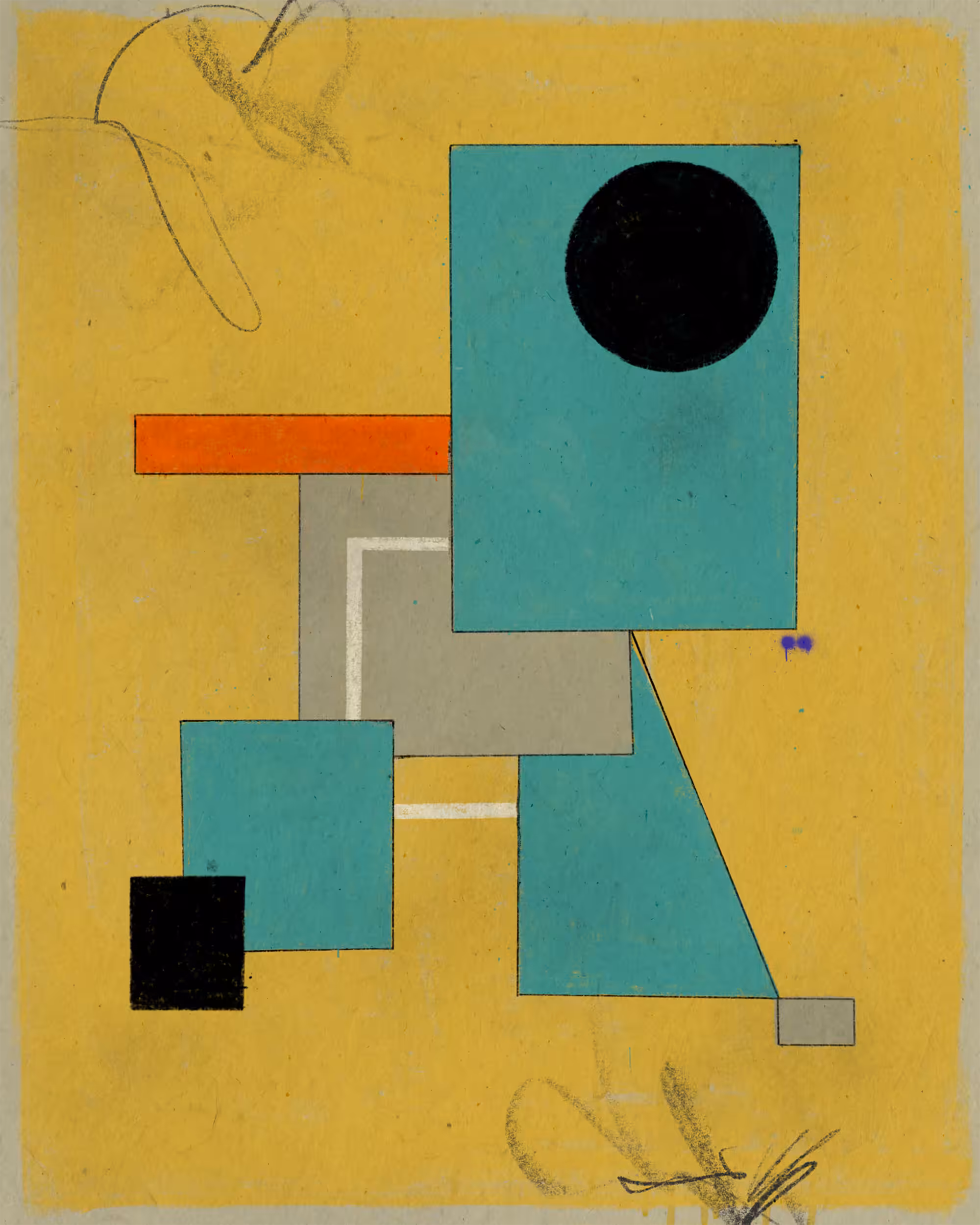 Abstract Composition with Orange
