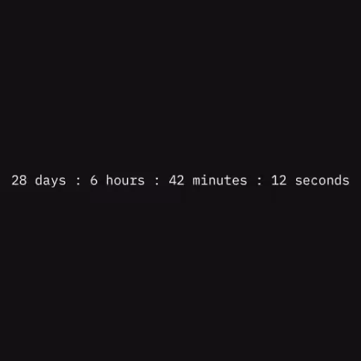28 days : 6 hours : ...
