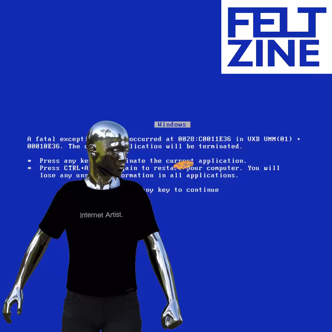 Canvas #407: blue screen. — internet artist. — flowers. — white box logo. — dreamscape