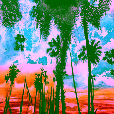 Red palm trees