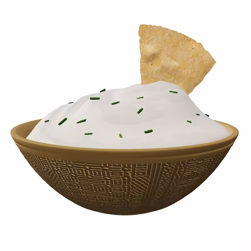 Sour Cream Dip And A Tortilla Chip 