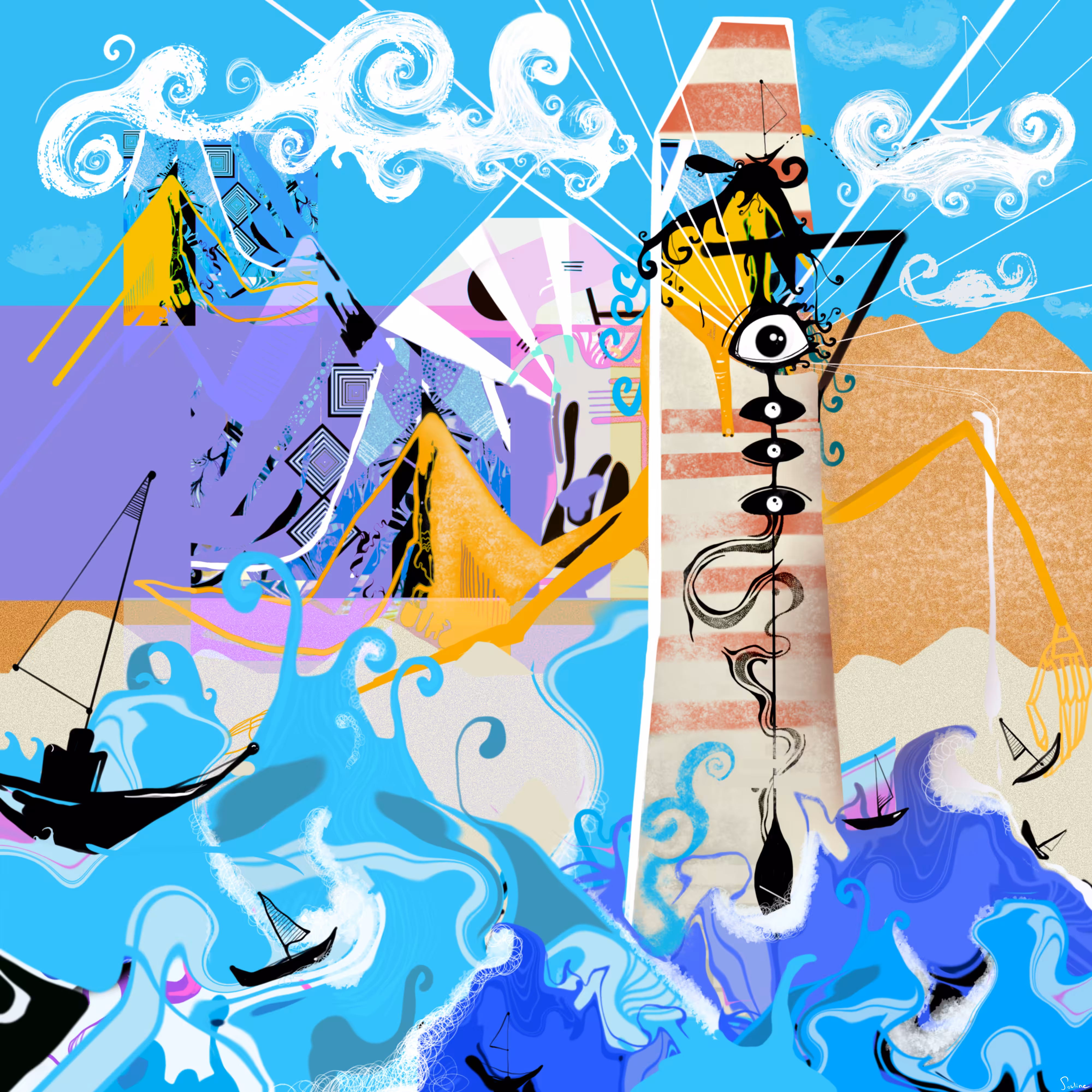 The sea and the lighthouses