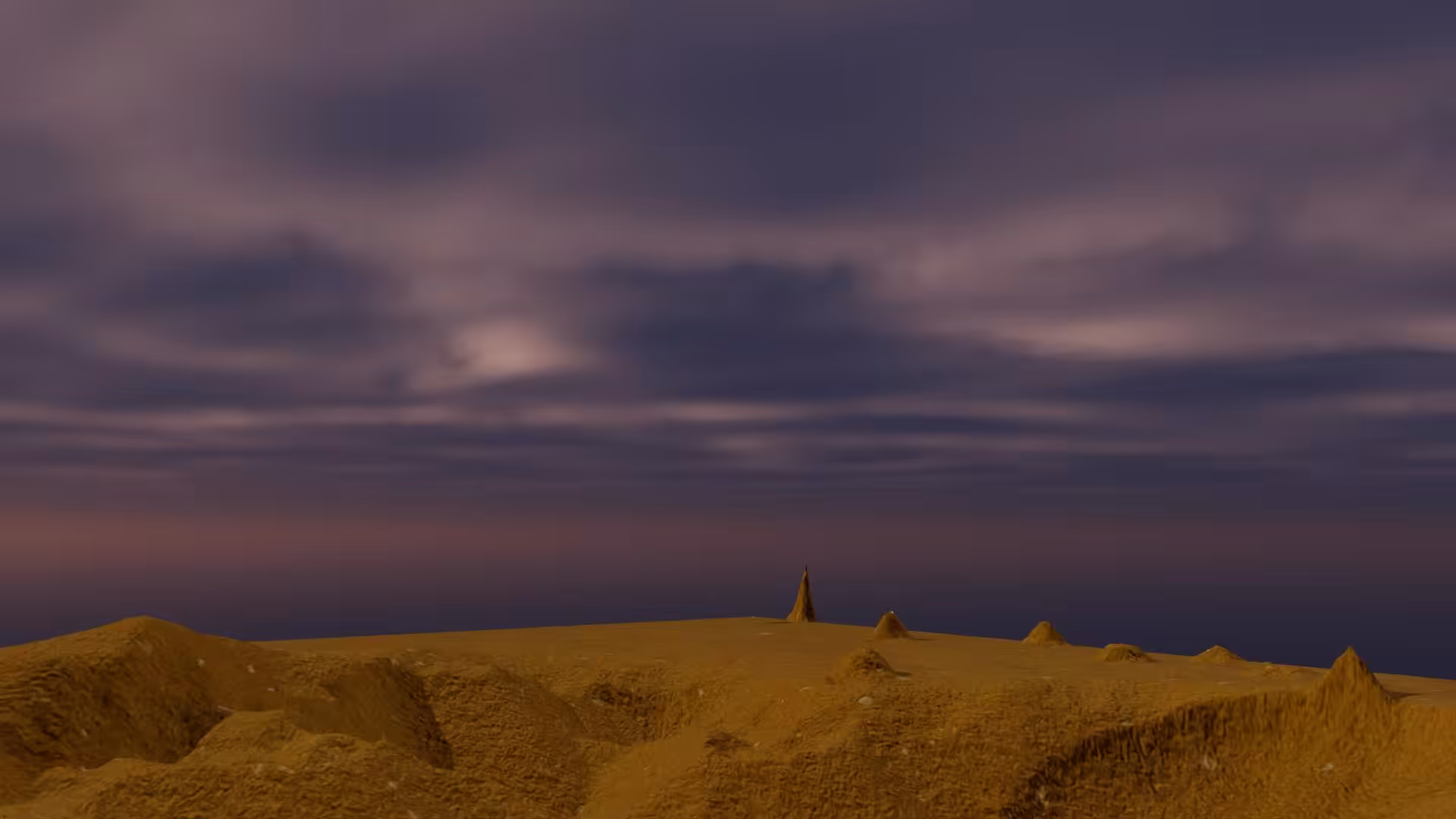 24 hour Time lapse of a stormy sky in the  3d remote desert