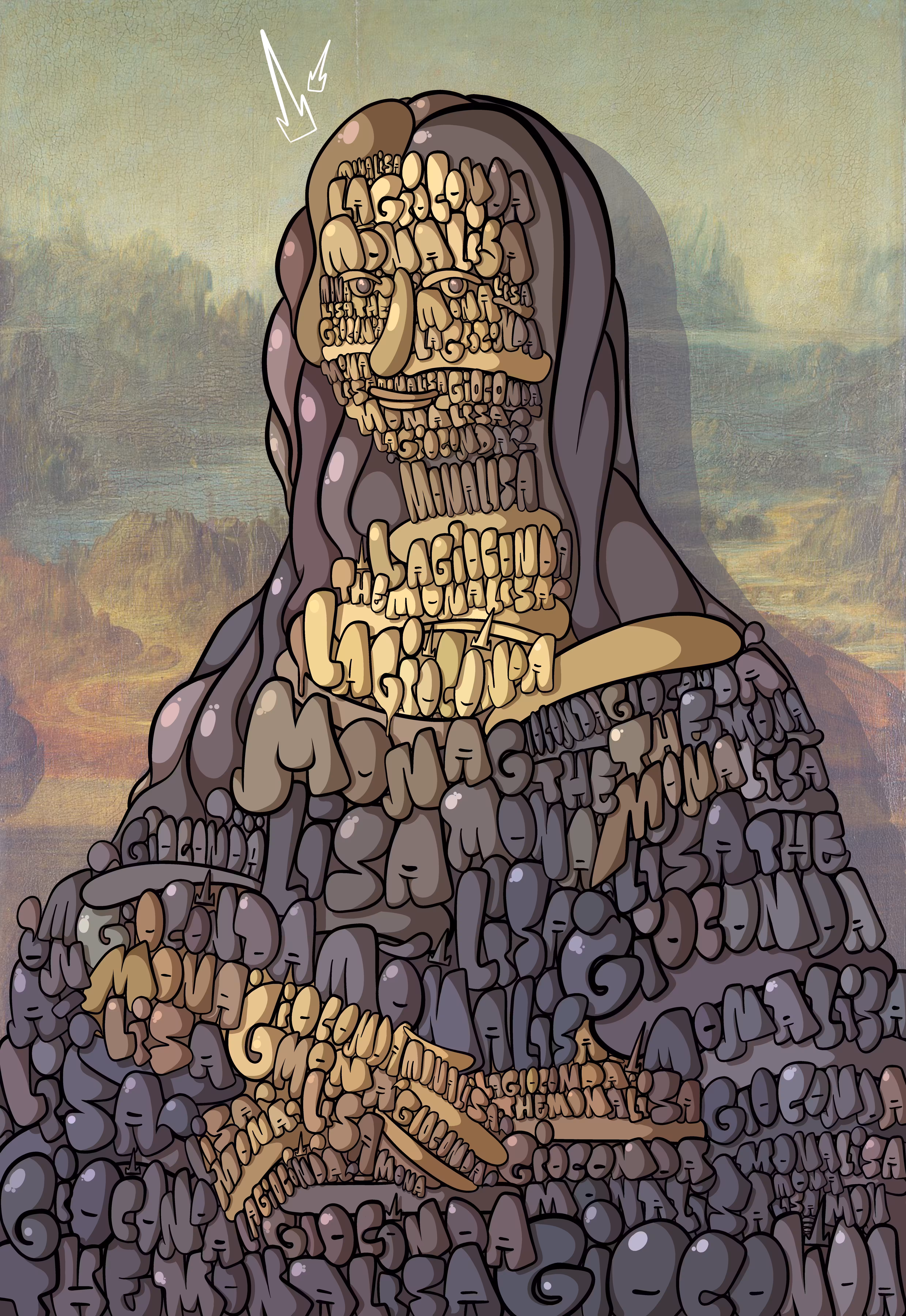 Mona Lisa Bubble Graffiti