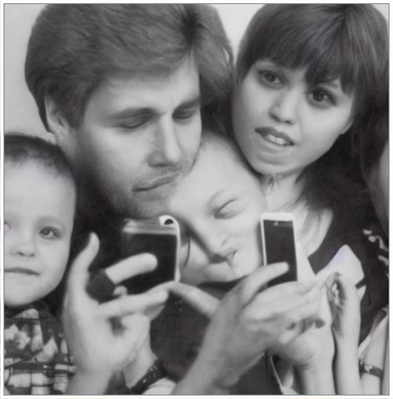 family portrait with smartphone in 1984 #10