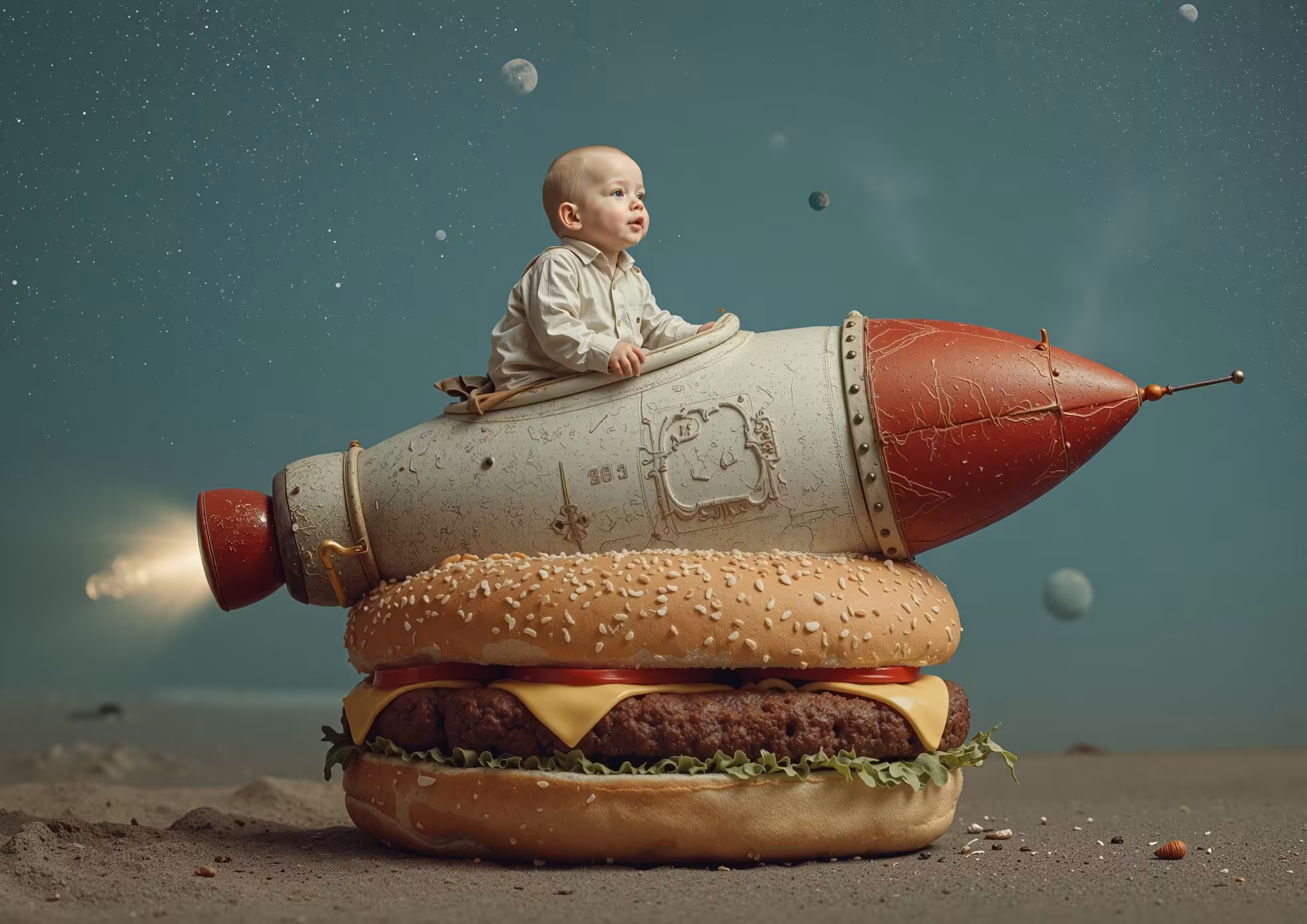 Orbiting appetite, baby commander.