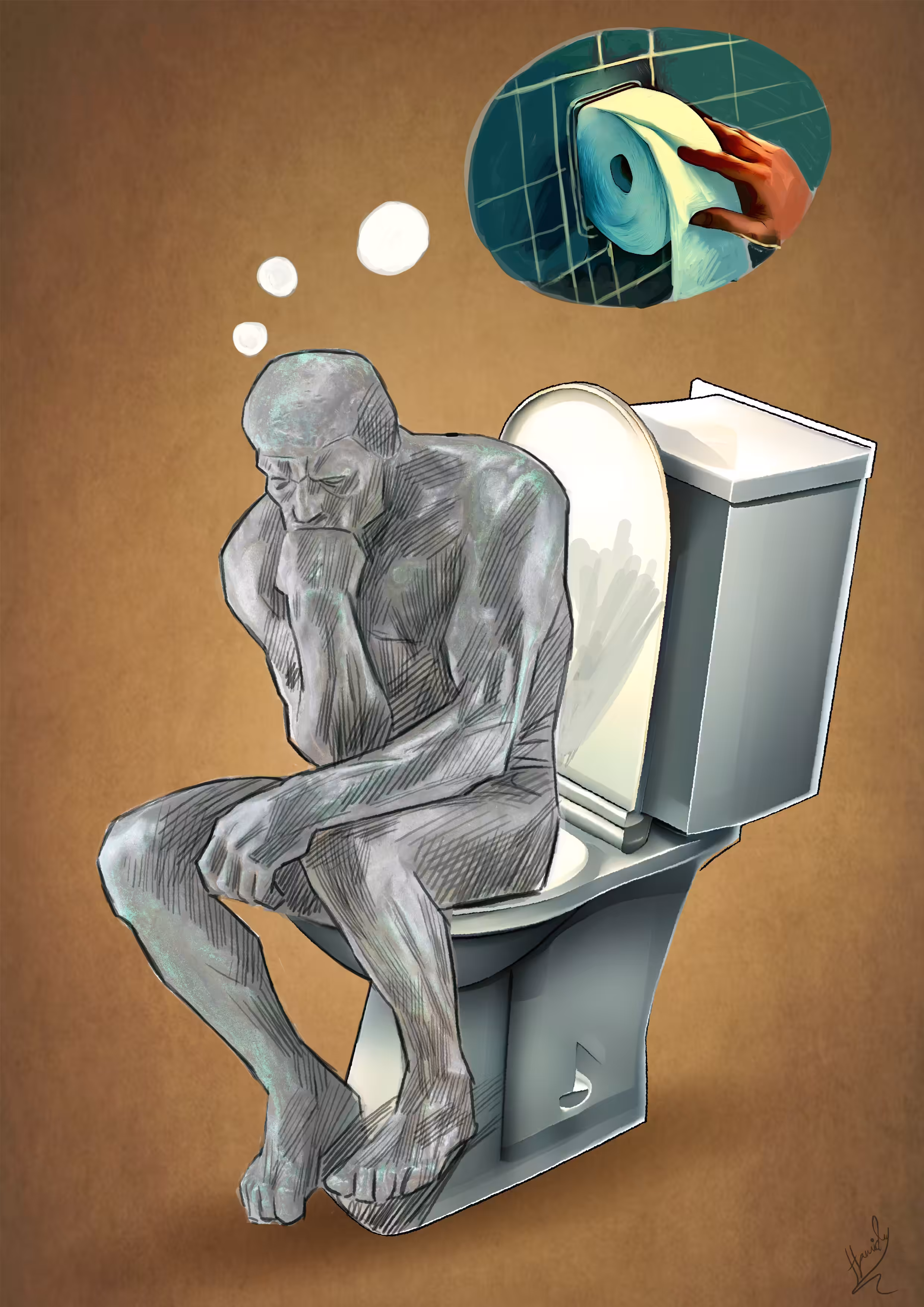 Toilet and thinking.