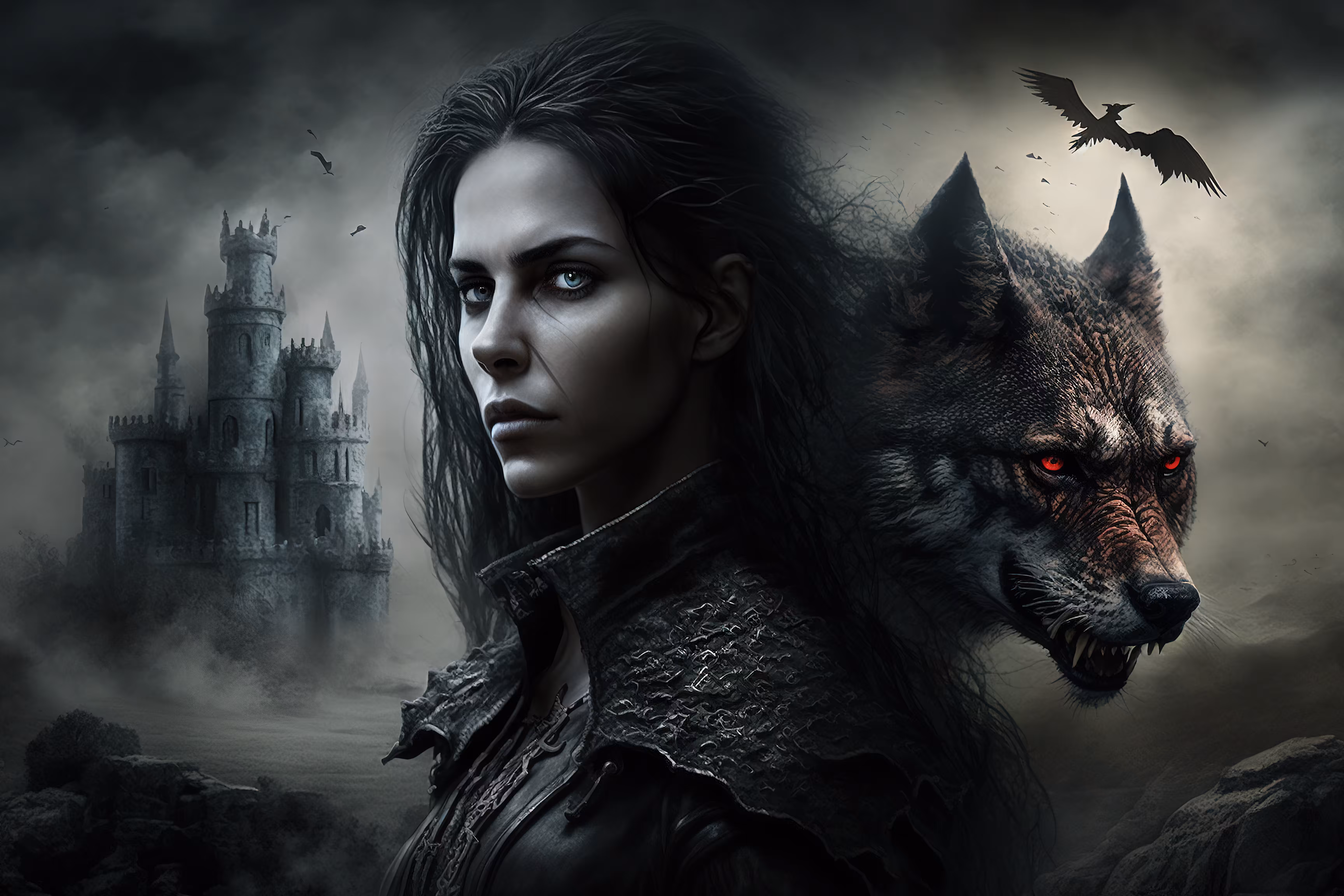 Gothic Woman and Werewolf