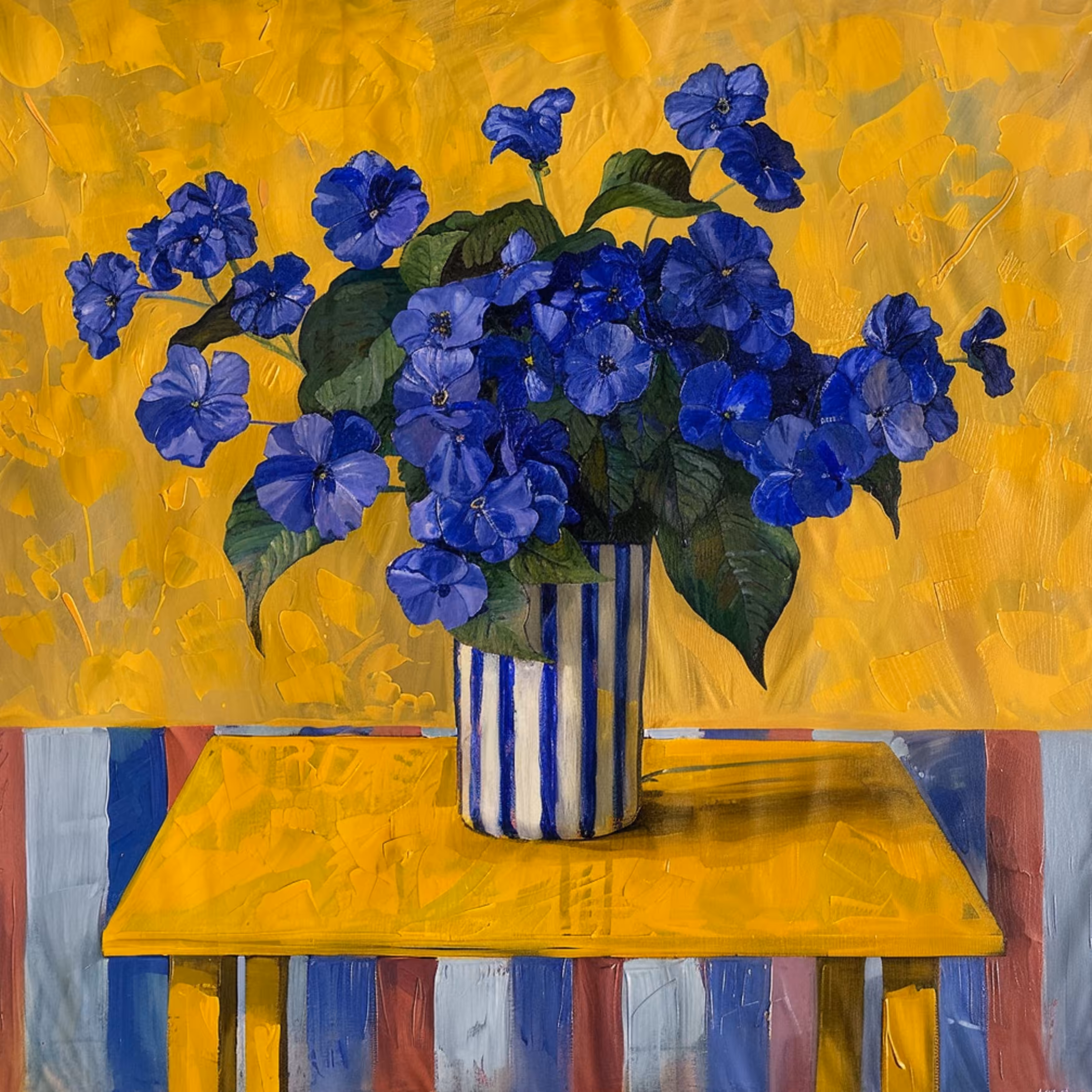 White, blue, yellow